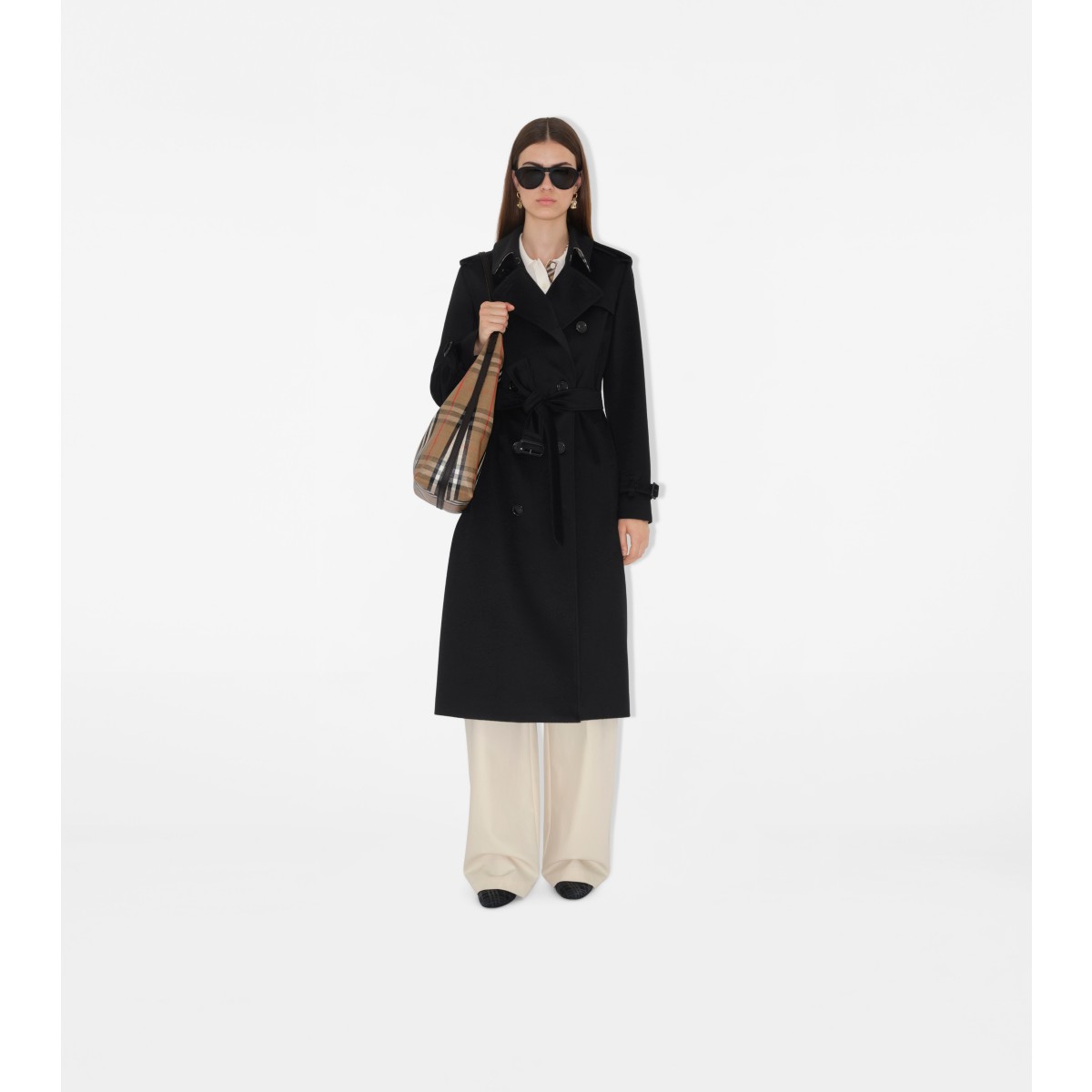  Check Long Kensington Trench Coat