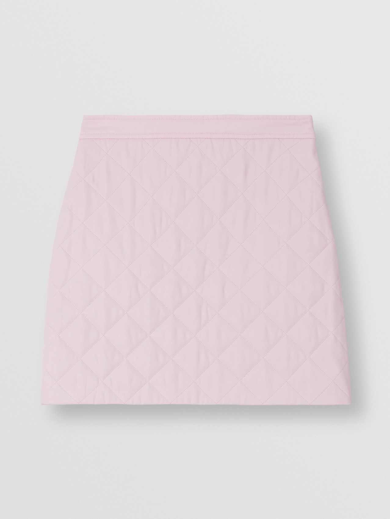 Diamond Quilted Nylon and Cotton Mini Skirt in Pale Candy Pink