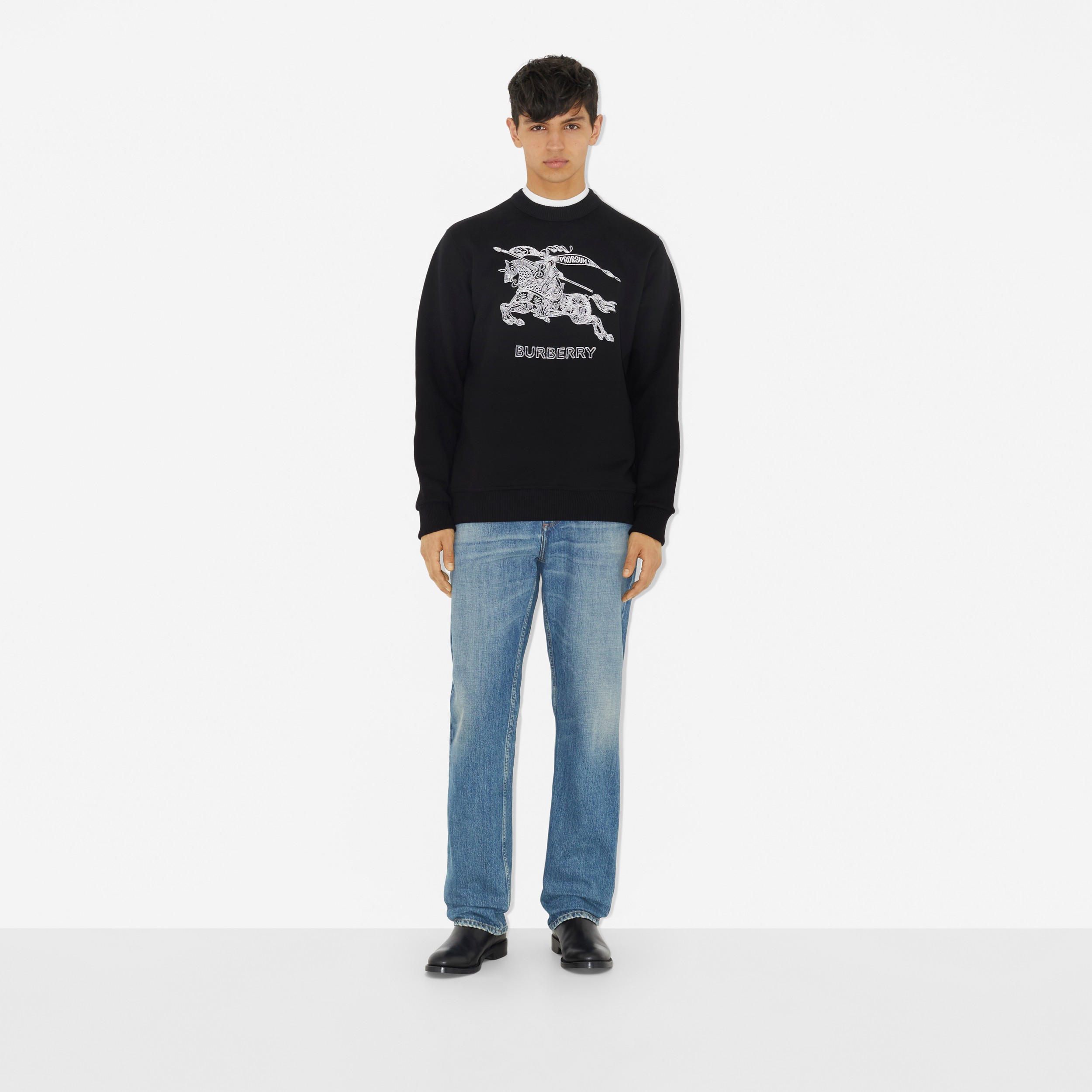 Embroidered EKD Cotton Sweatshirt in Black - Men | Burberry® Official - 2