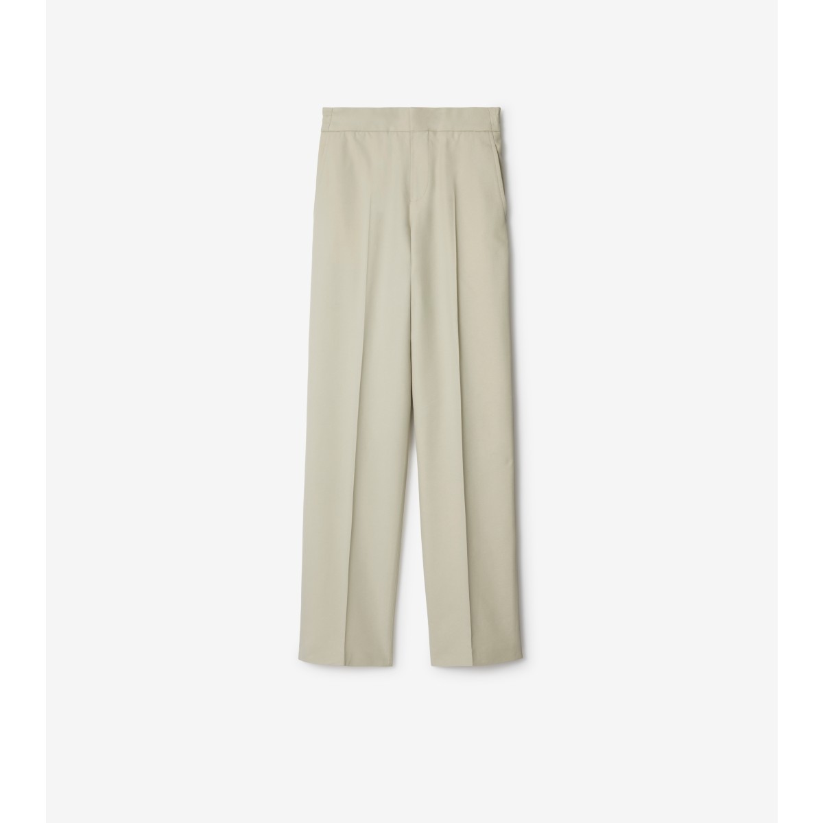 Shop Burberry Cotton Blend Trousers In Plaster