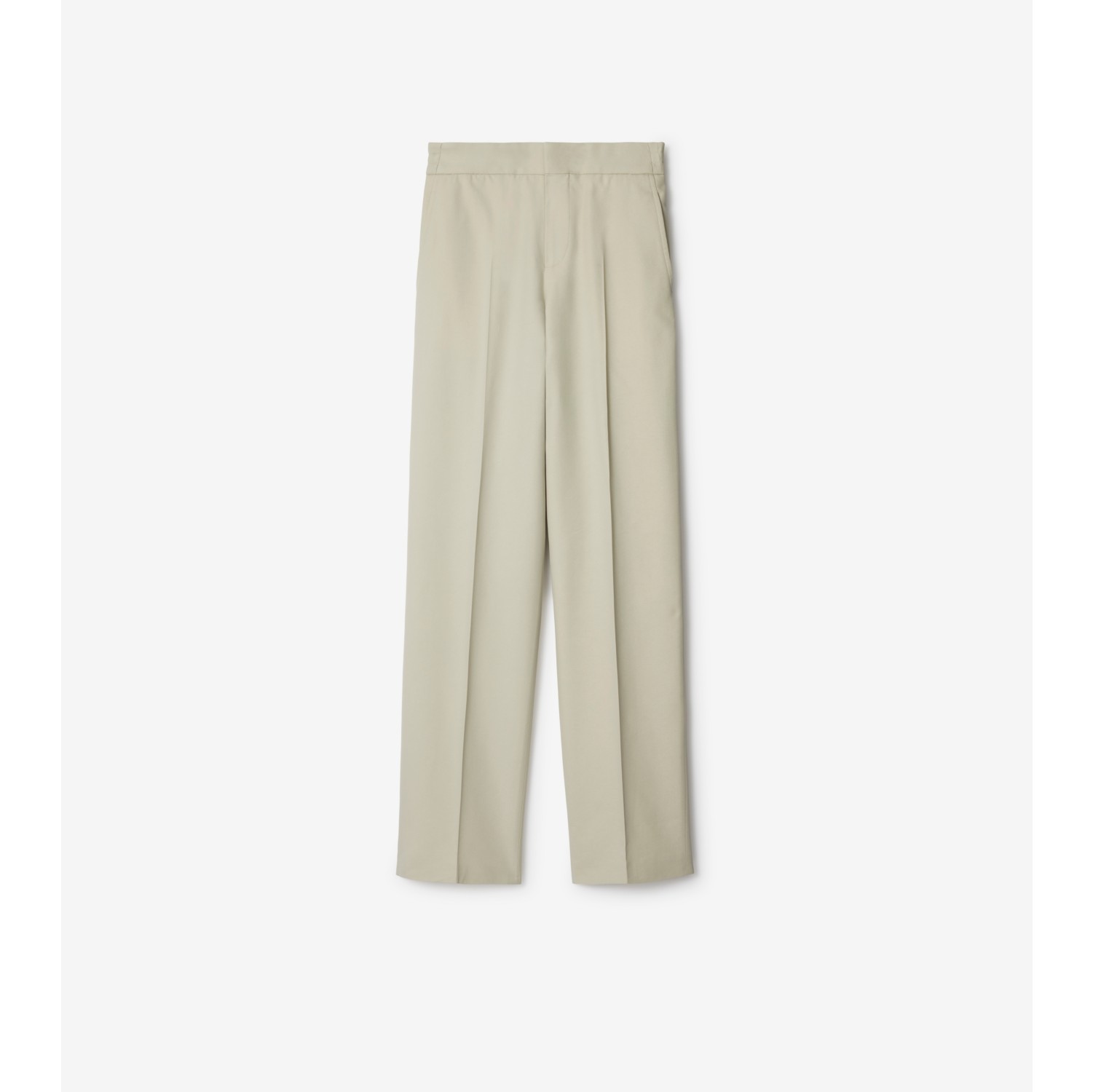 Cotton Blend Trousers in Plaster Women Burberry Official