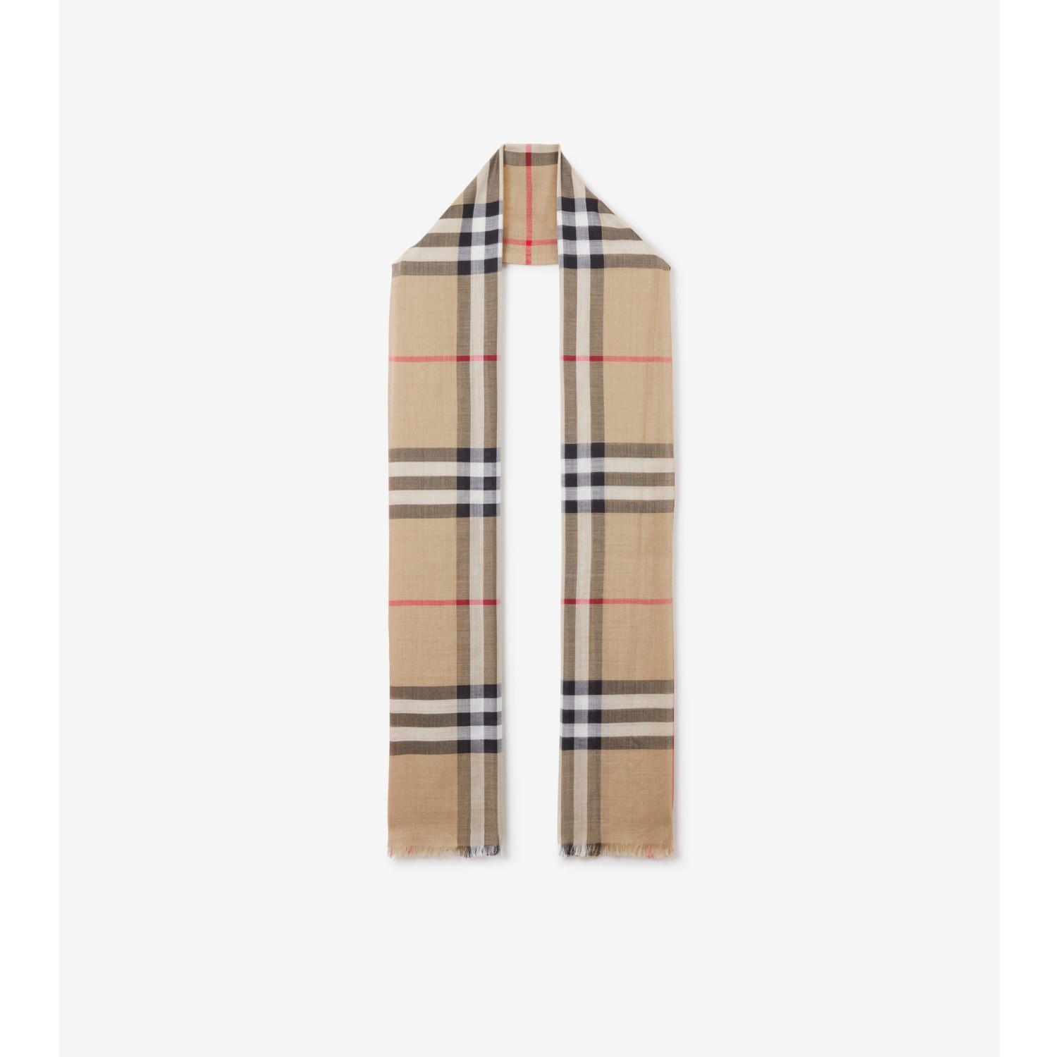 Skinny Checked Silk Scarf in Beige - Burberry