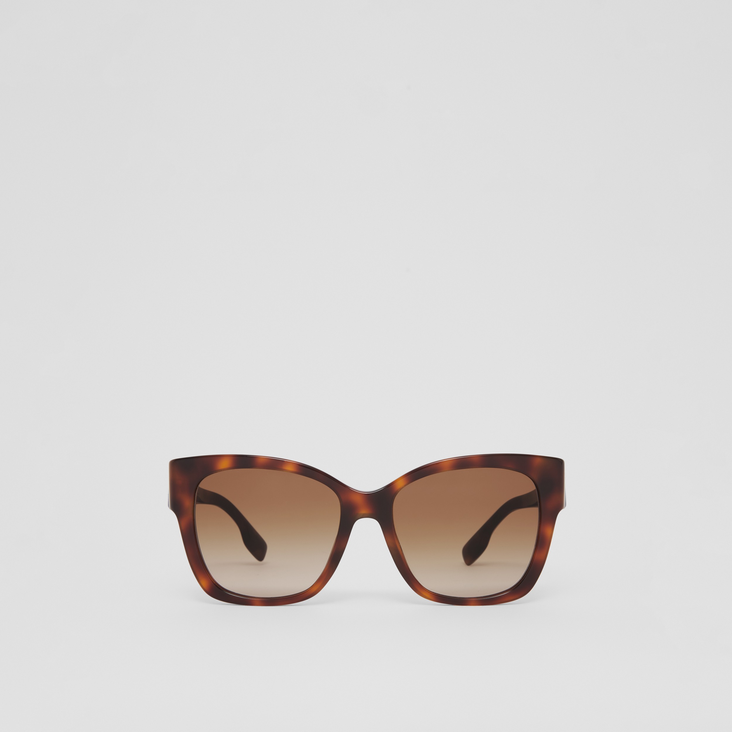 Eckige Sonnenbrille mit Monogrammmotiv (Dunkles Schildpatt-bernsteinfarben) - Damen | Burberry® - 1