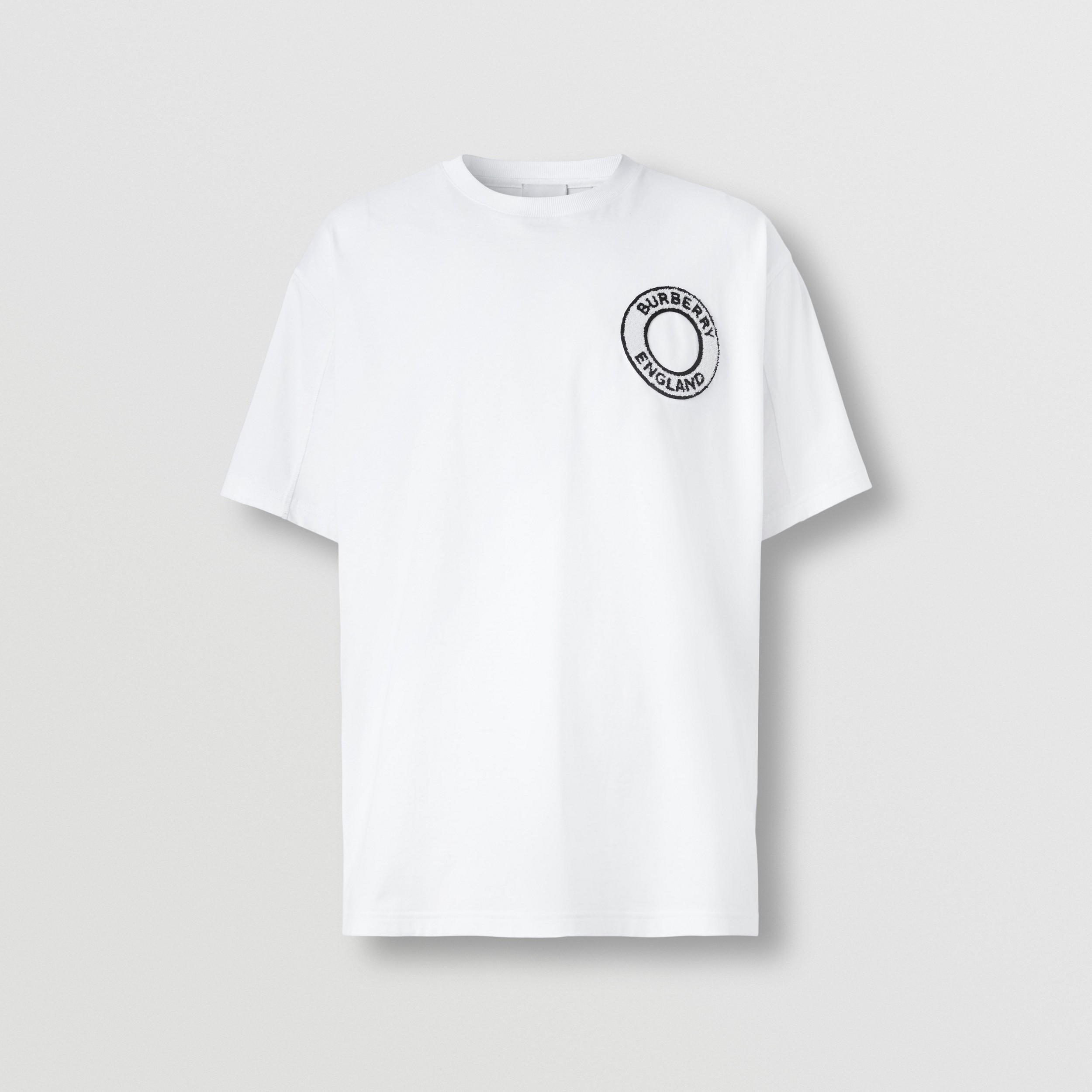 Baumwoll-T-Shirt in Oversize-Passform mit Logo-Grafik (Weiß) - Herren | Burberry® - 1