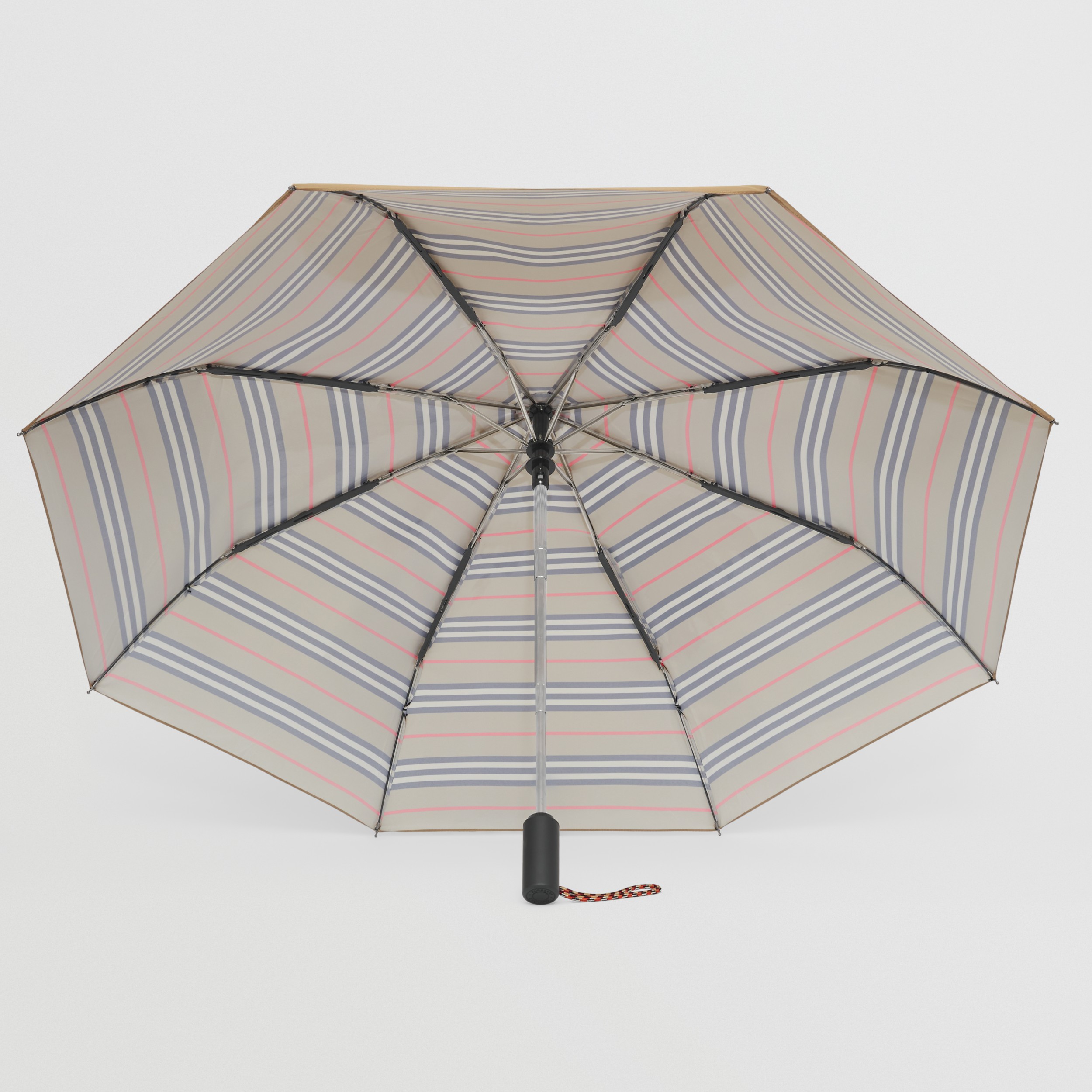 Bienes lunes métrico Paraguas plegable con logotipo estampado (Beige Vintage) | Burberry® oficial