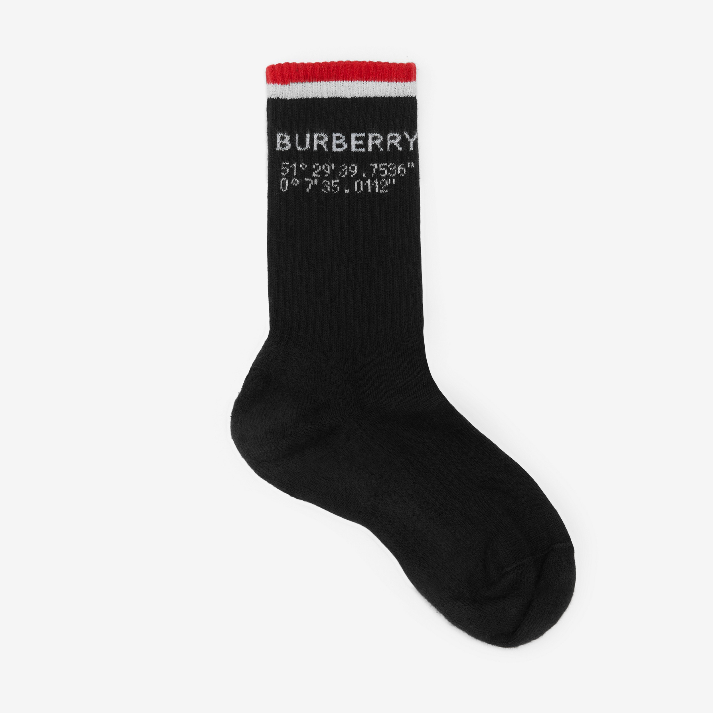 Coordinates Intarsia Technical Stretch Cotton Socks in Black | Burberry® Official - 1