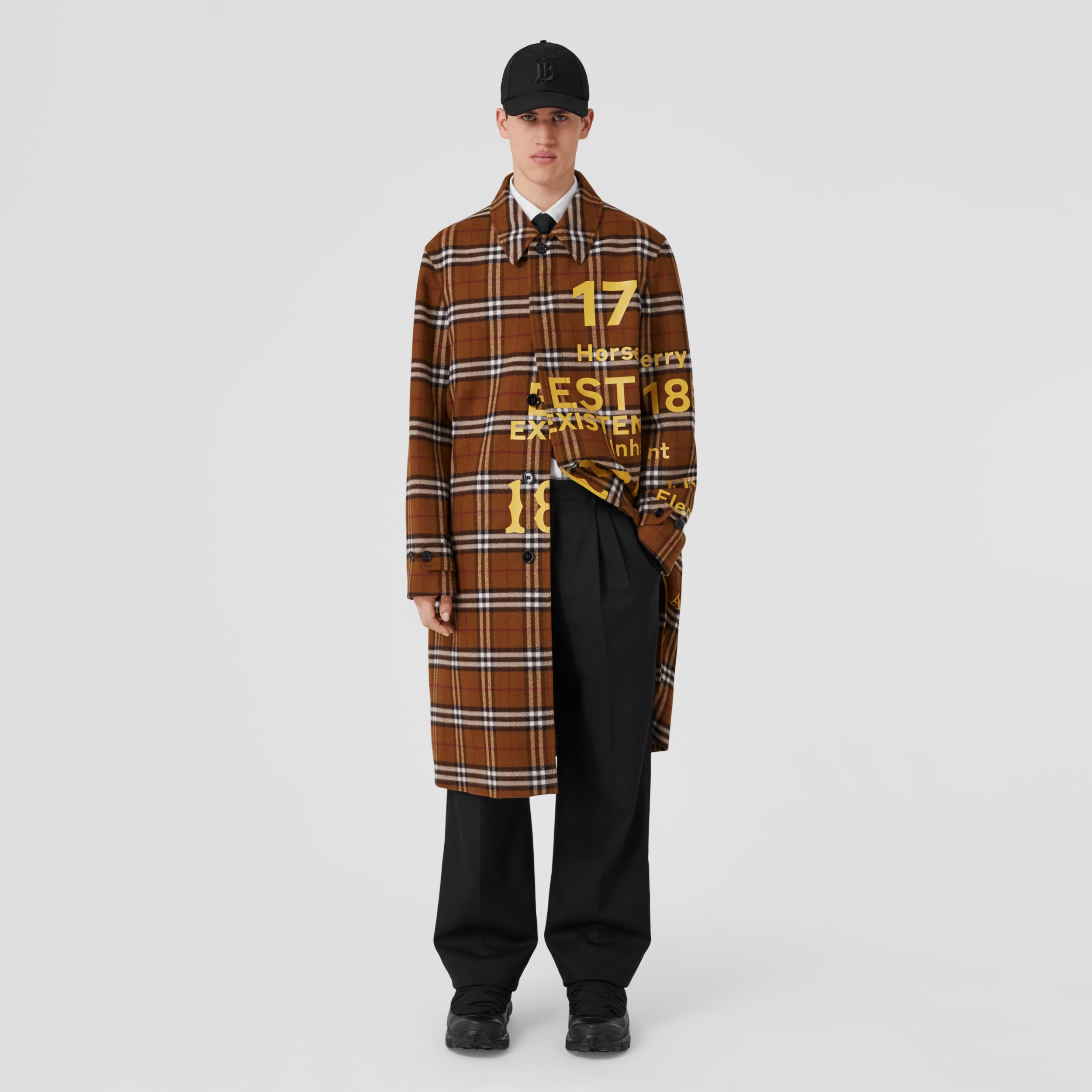 Horseferry Print Check Wool Car Coat in Birch Brown - Men | Burberry®  Official