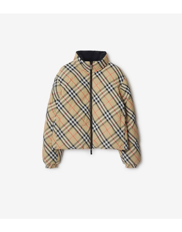 Reversible Check Nylon Puffer Jacket