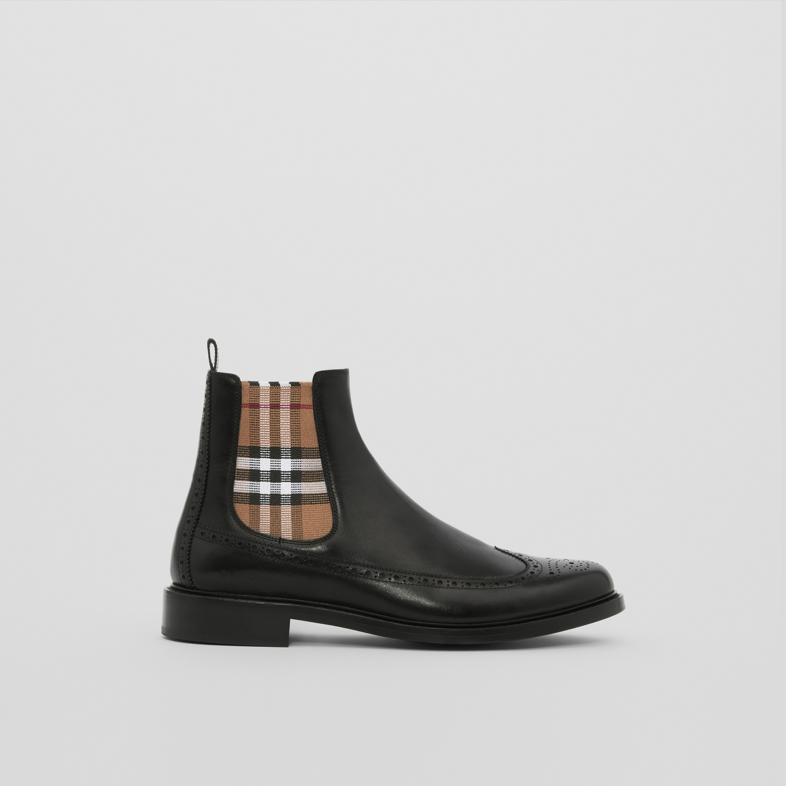 Chelsea-Stiefel aus Leder mit Vintage Check-Detail (Schwarz/birkenbraun) - Herren | Burberry® - 1