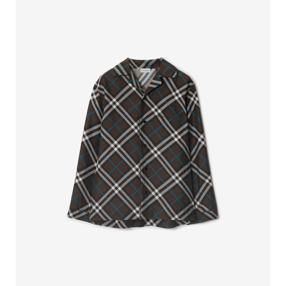 Shop Burberry Check Silk Pyjama Shirt In Snug