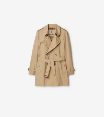 Short Kensington Heritage Trench Coat in Black - Men, Cotton