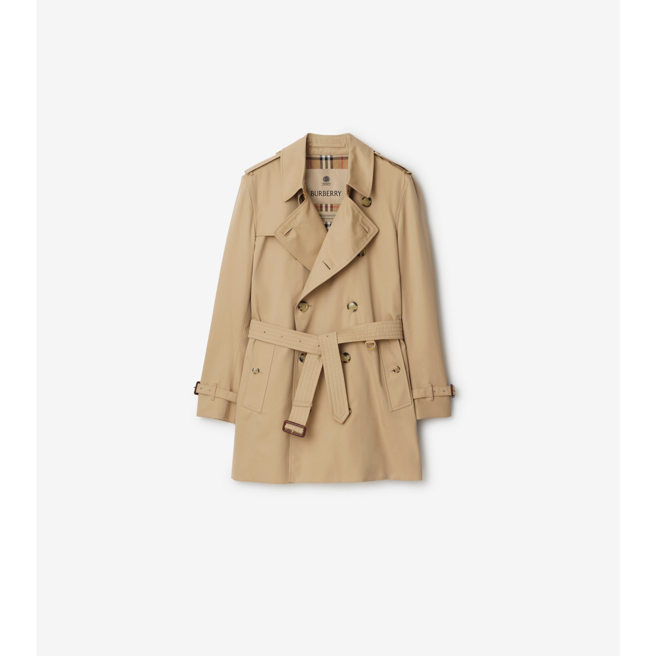 Short Kensington Heritage Trench Coat in Black - Men, Cotton