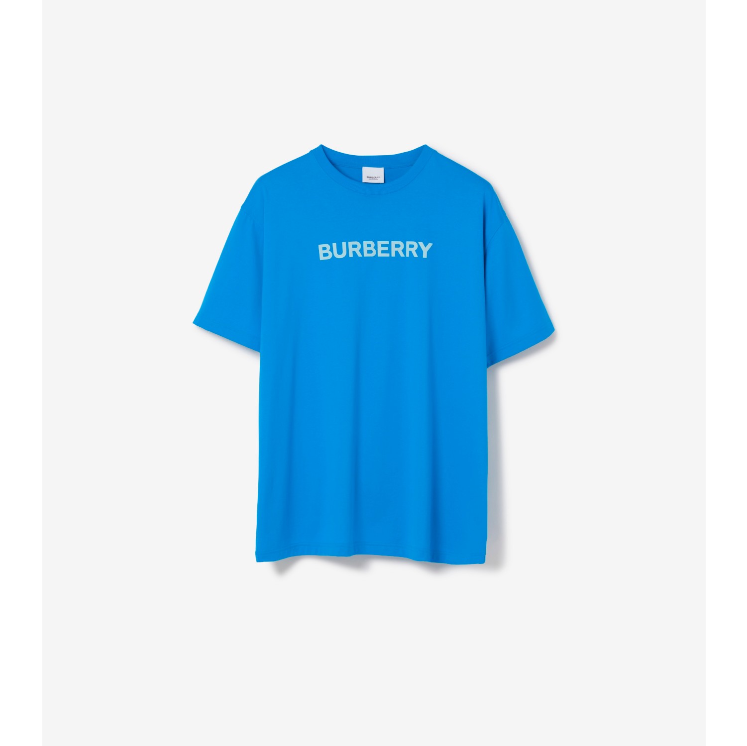 Logo Print Cotton Jersey Tshirt in Vivid Blue Men Burberry® Official