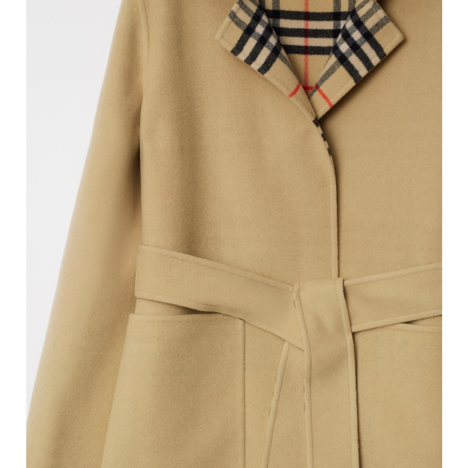 Mid-length Reversible Check Wool Car Coat