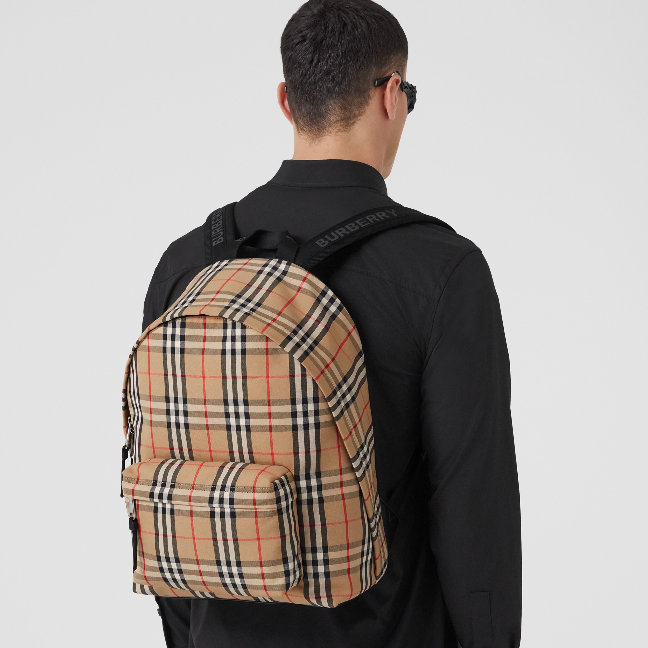 Vintage Check Nylon Backpack in Archive Beige | Burberry® Official - 4