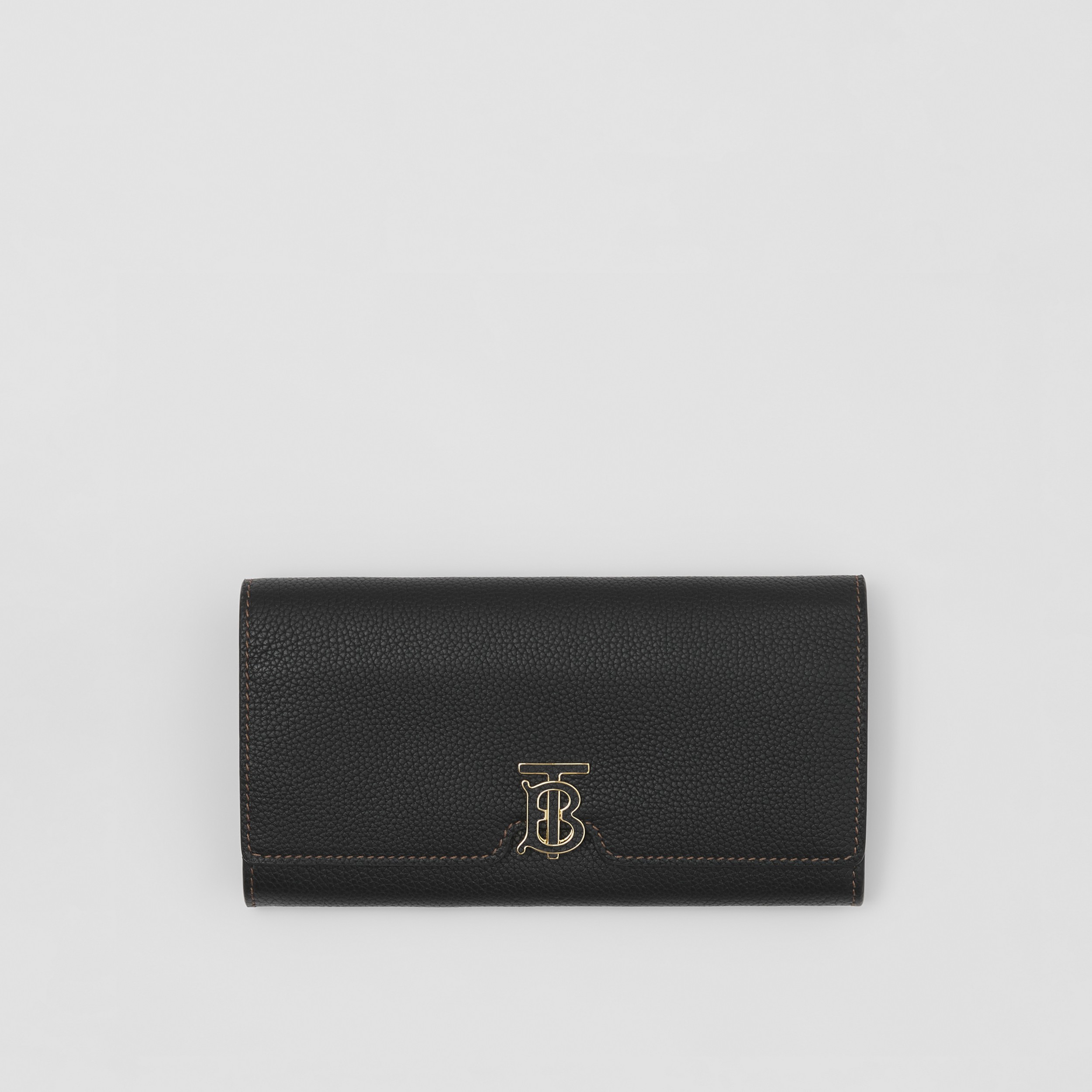 Monogram Motif Grainy Leather Continental Wallet in Black - Women | Burberry® Official - 1