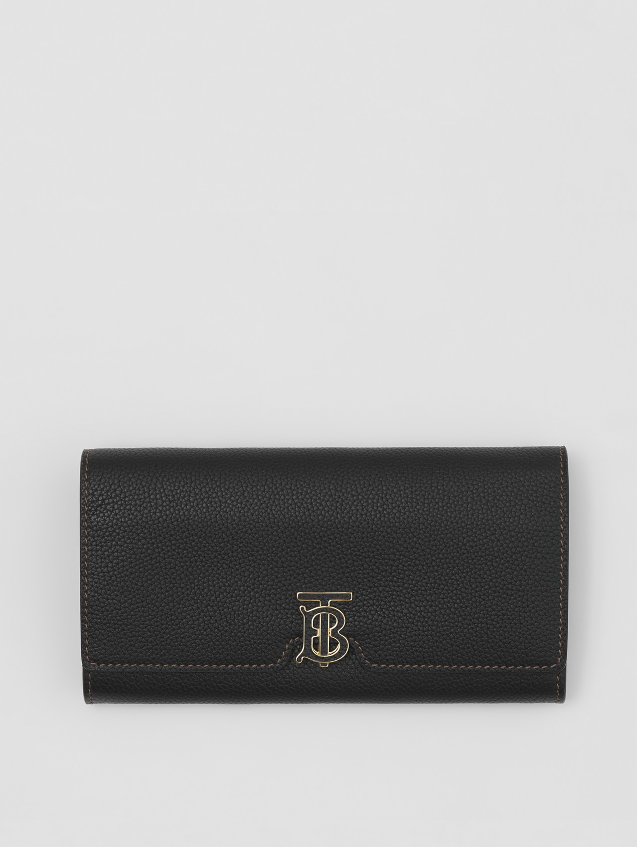 Monogram Motif Grainy Leather Continental Wallet in Black