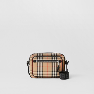 Vintage Check and Leather Crossbody Bag in Archive Beige - Men | Burberry®  Official