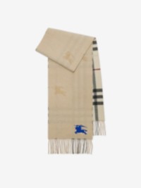 Reversible EKD Check Cashmere Scarf in Stone