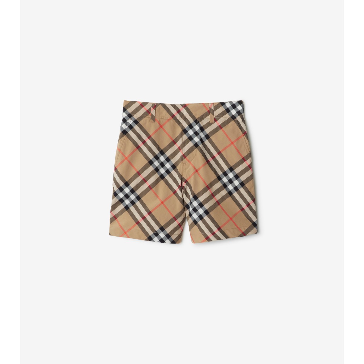 Burberry Childrens Check Cotton Shorts In Sand