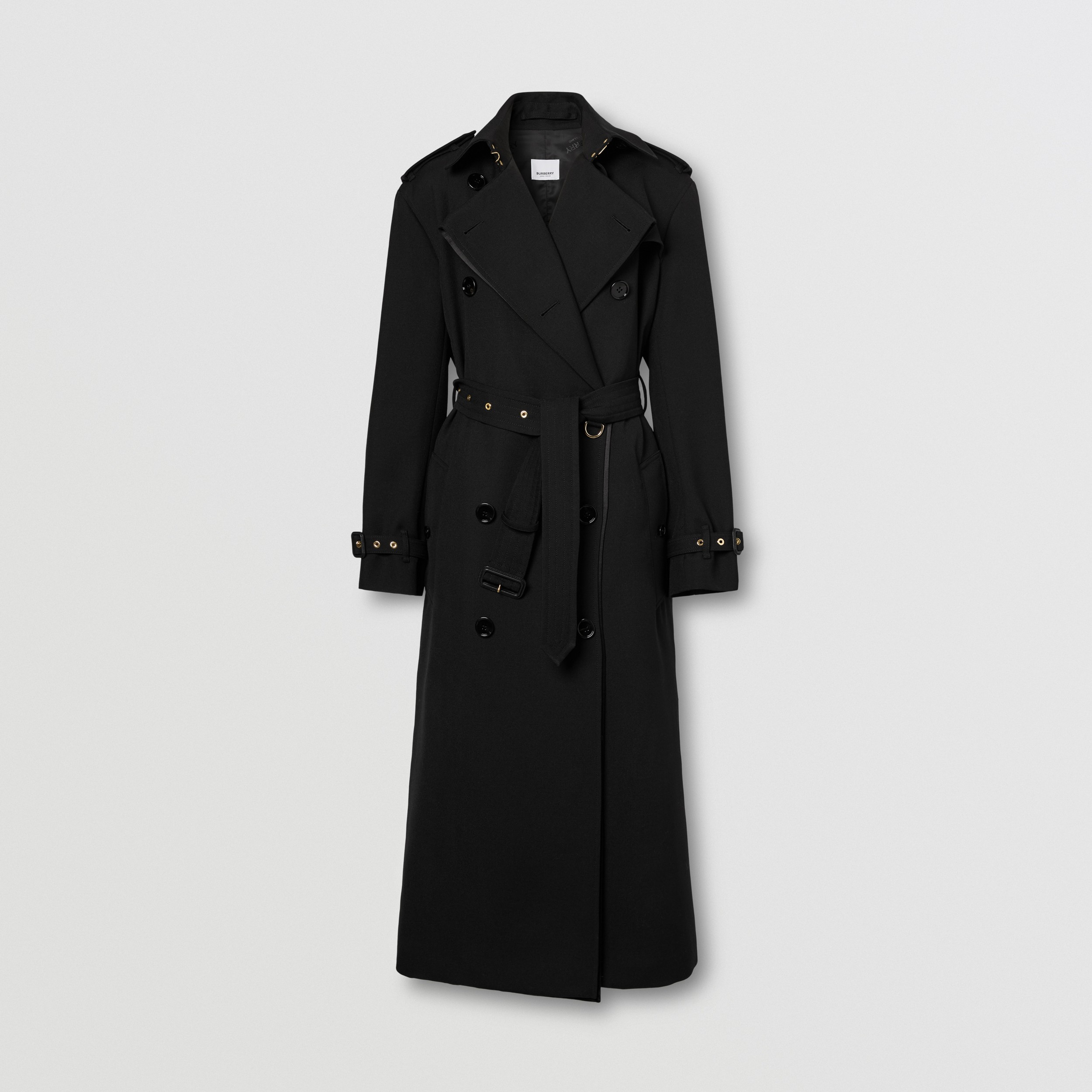 Silk Satin Panel Wool Loop-back Trench Coat in Black - Women | Burberry ...