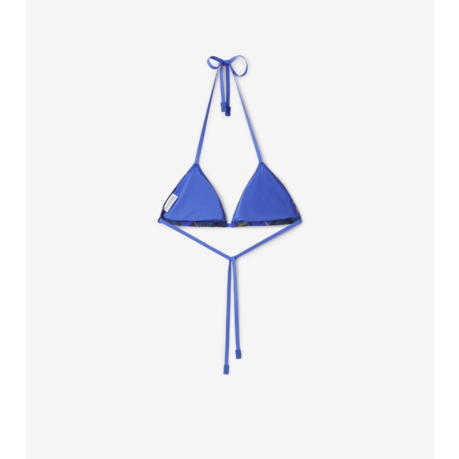 Check Bikini Top in Bright navy - Women, Cotton | Burberry® Official