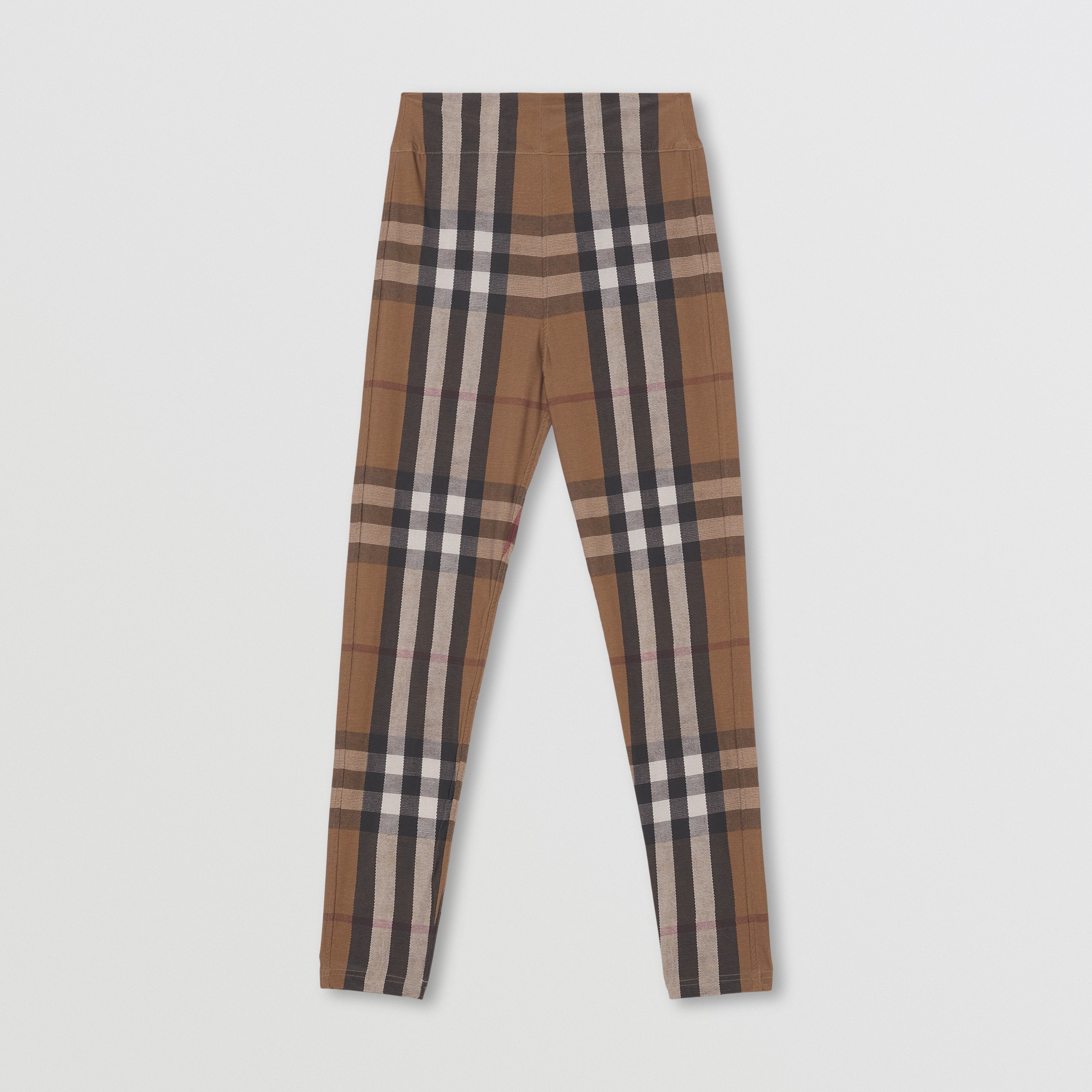 Check Stretch Jersey Leggings in Birch Brown - Women | Burberry® Official
