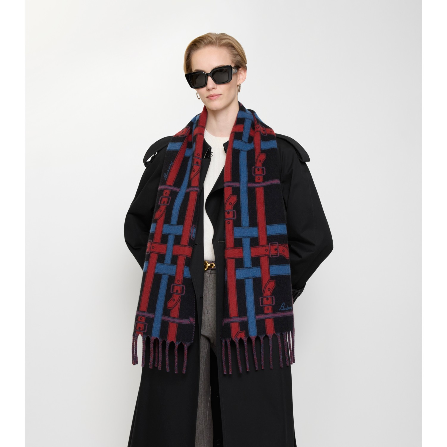 Belt Check Cashmere Scarf