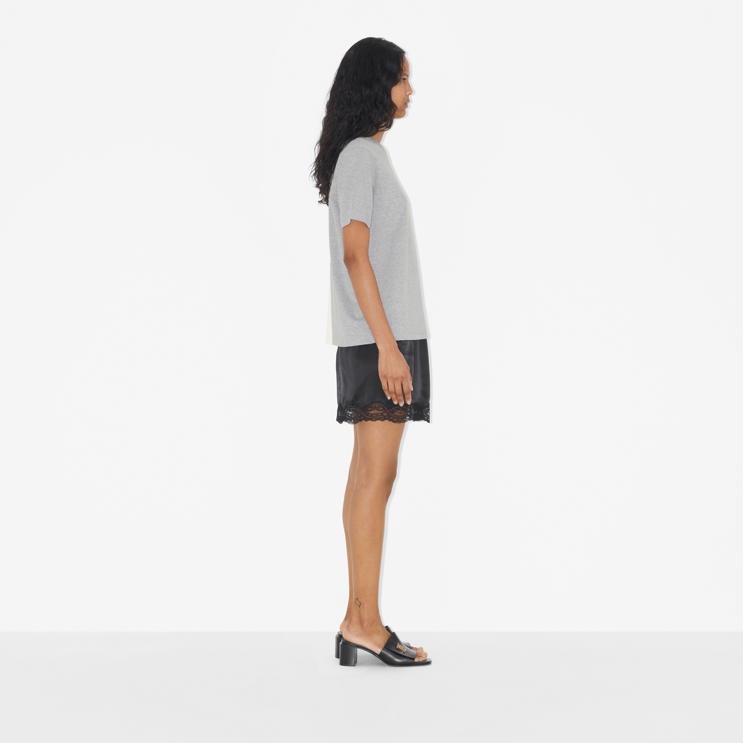Camiseta en algodón con emblema de hojas de roble (Mezcla  Gris Pálido) - Mujer | Burberry® oficial - 3