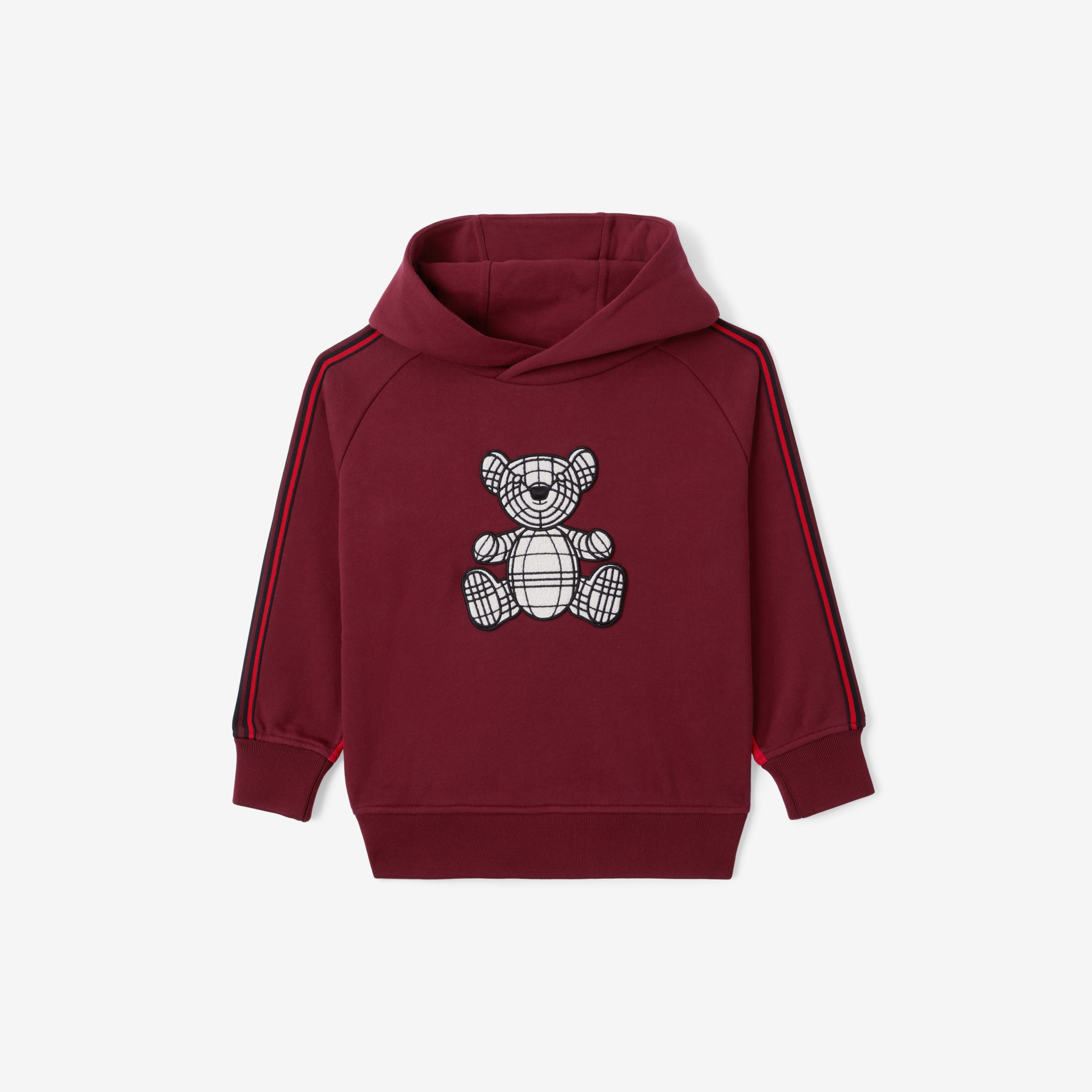 Thomas Bear Appliqué Cotton Hoodie in Deep Garnet | Burberry® Official