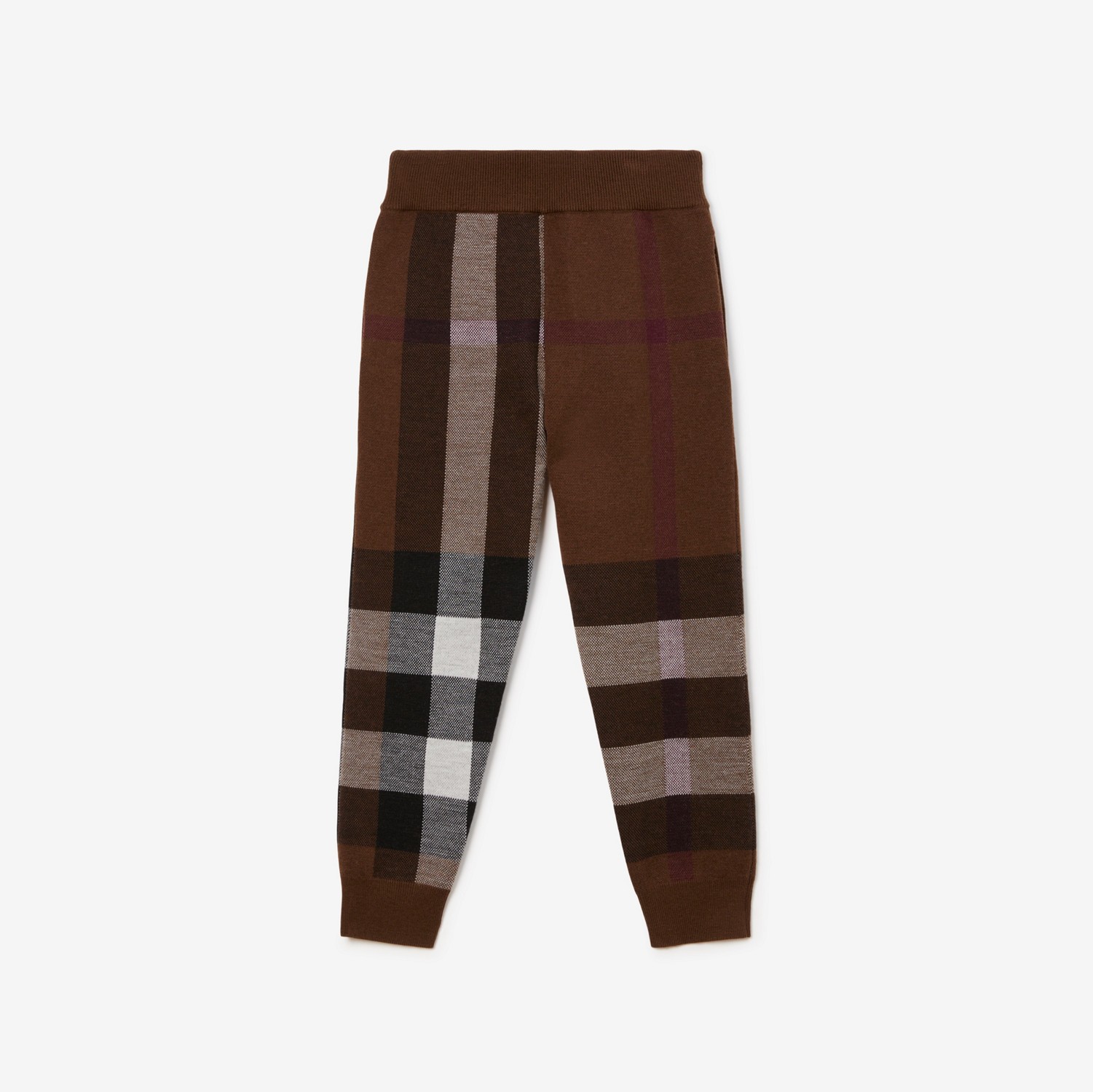 格纹羊毛慢跑裤 (深桦木棕) | Burberry® 博柏利官网