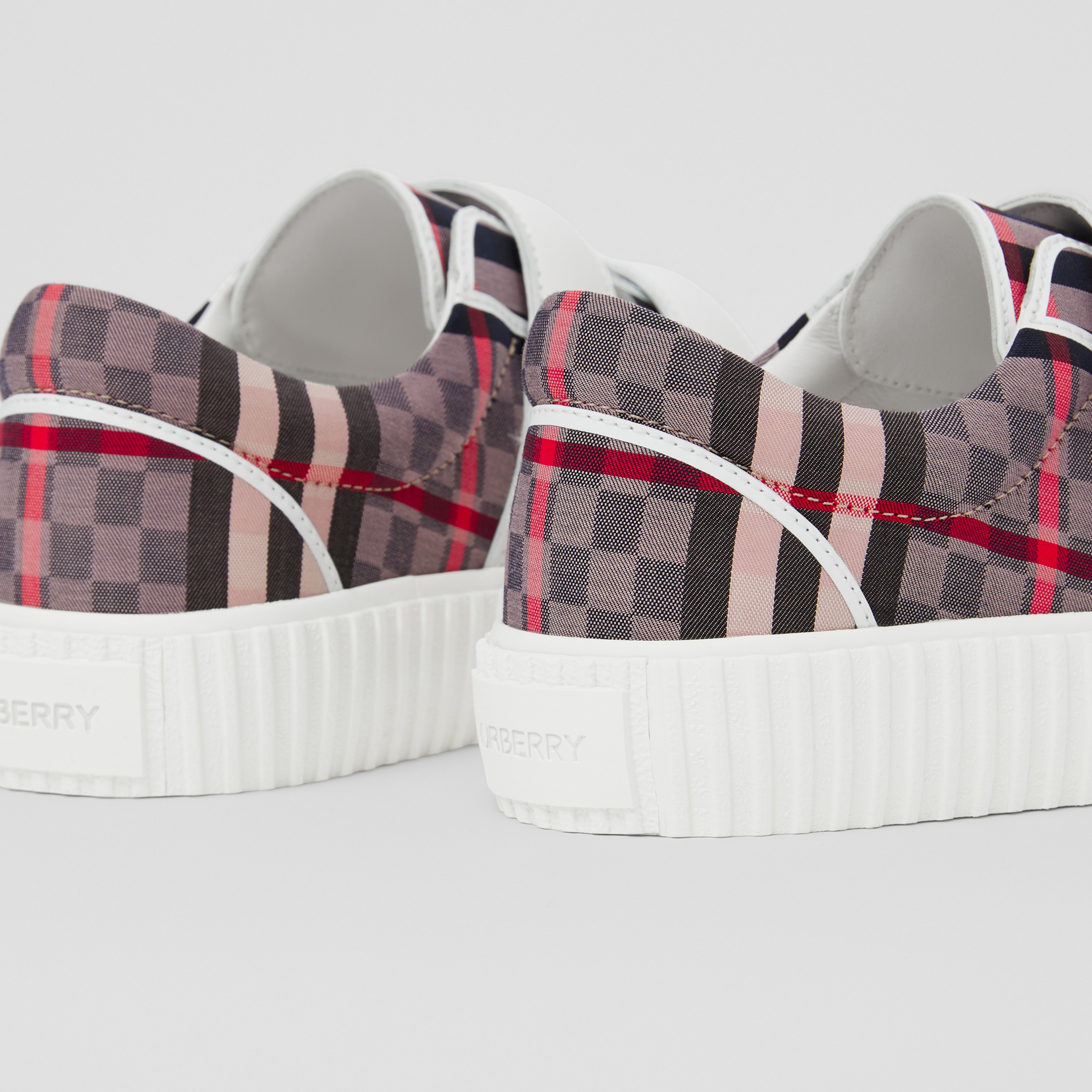 Chequerboard Stretch Cotton and Leather Sneakers in Pale Rose - Children | Burberry® Official - 2