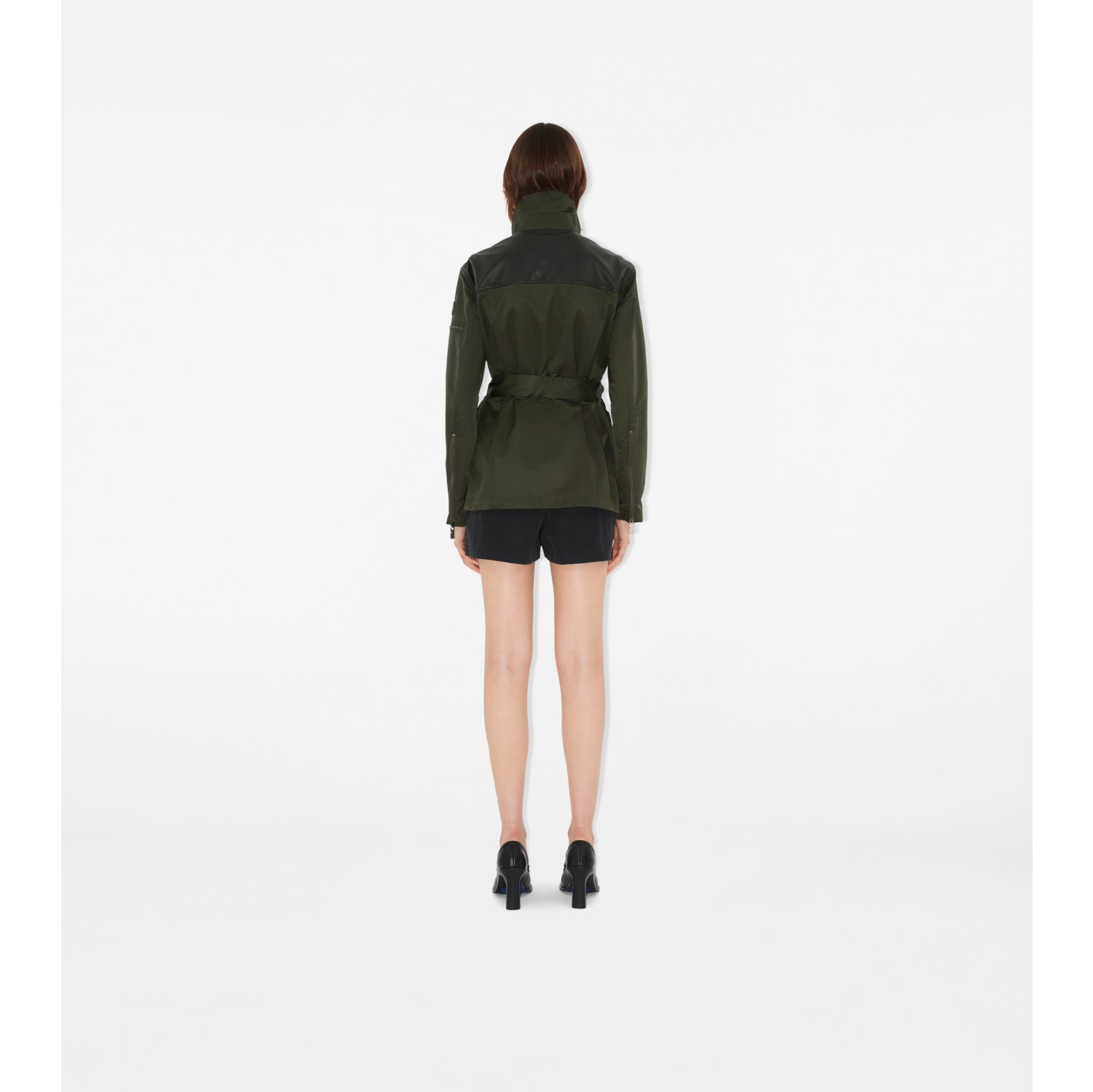 Leather Trim Nylon Blend Field Jacket