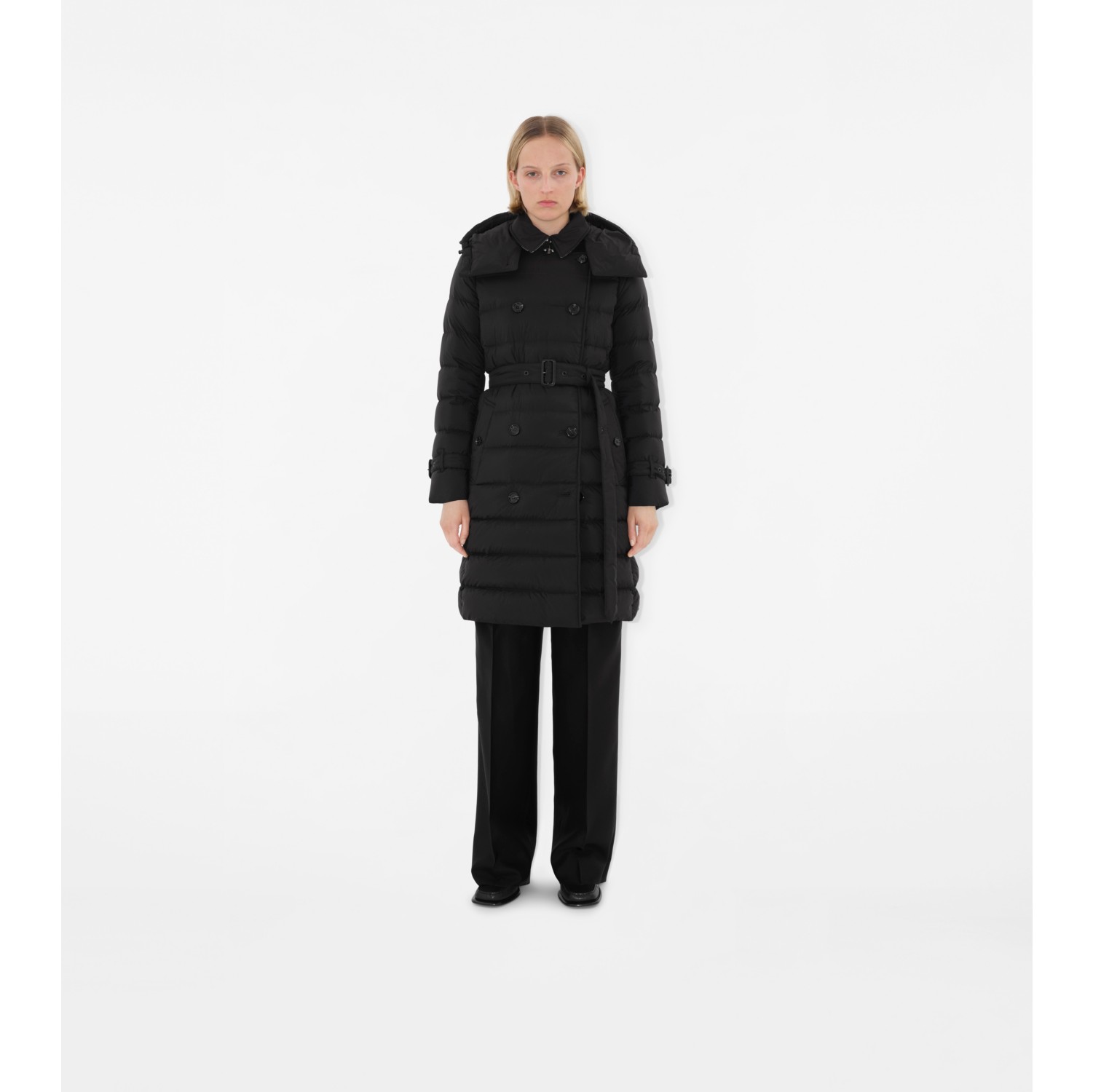 Mid-length Nylon Puffer Coat in Black - Women | Burberry® Official
