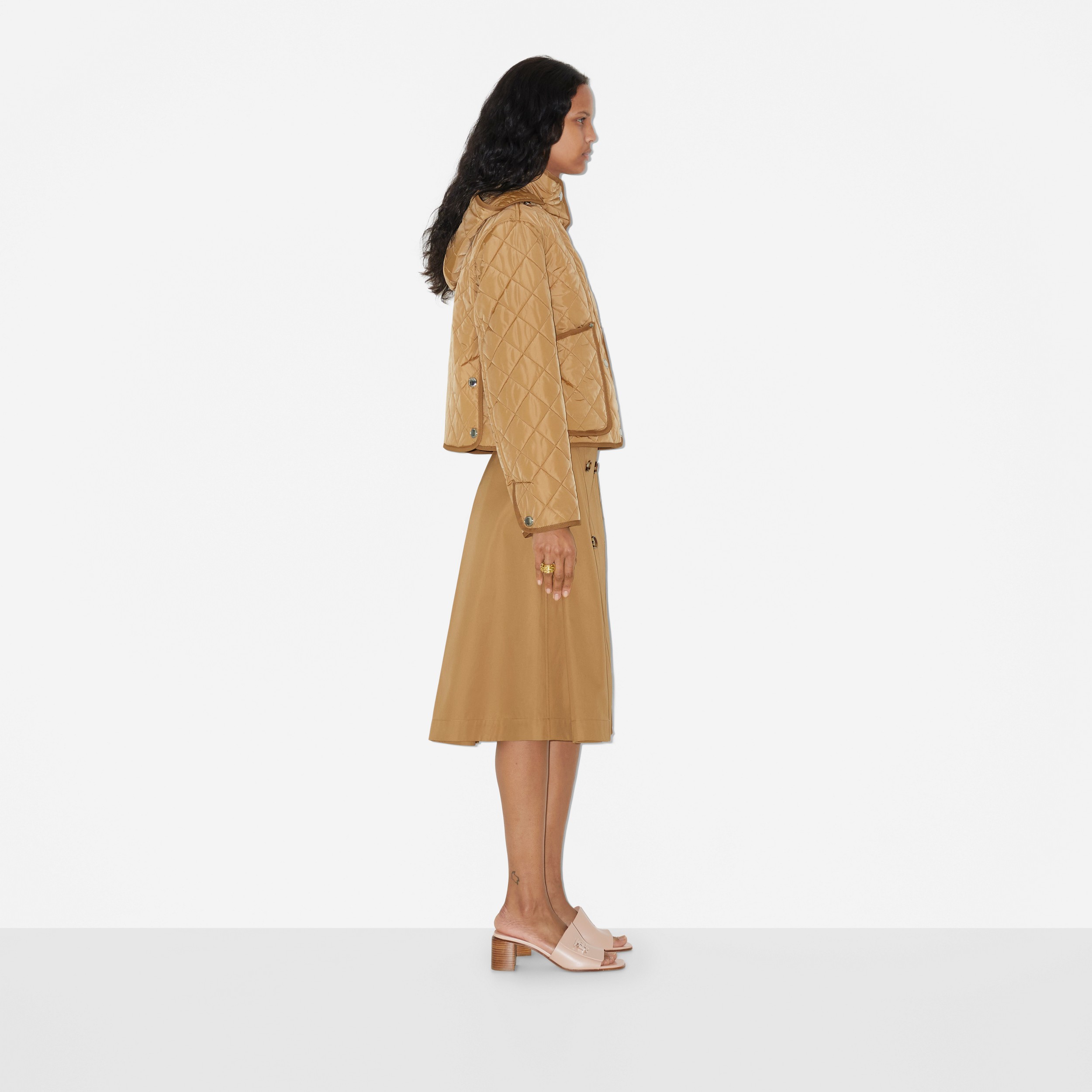 Cotton Gabardine Trench Skirt in Camel - Women | Burberry® Official - 3