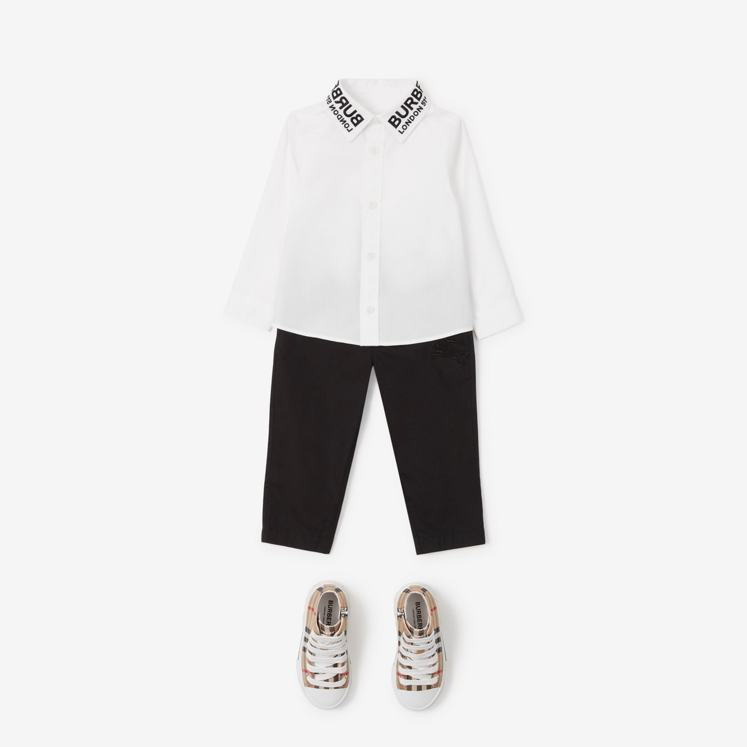 坐标棉质衬衫 (白色) - 儿童 | Burberry® 博柏利官网