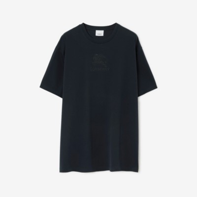 Shop Burberry Ekd Cotton T-shirt In Smoked Navy