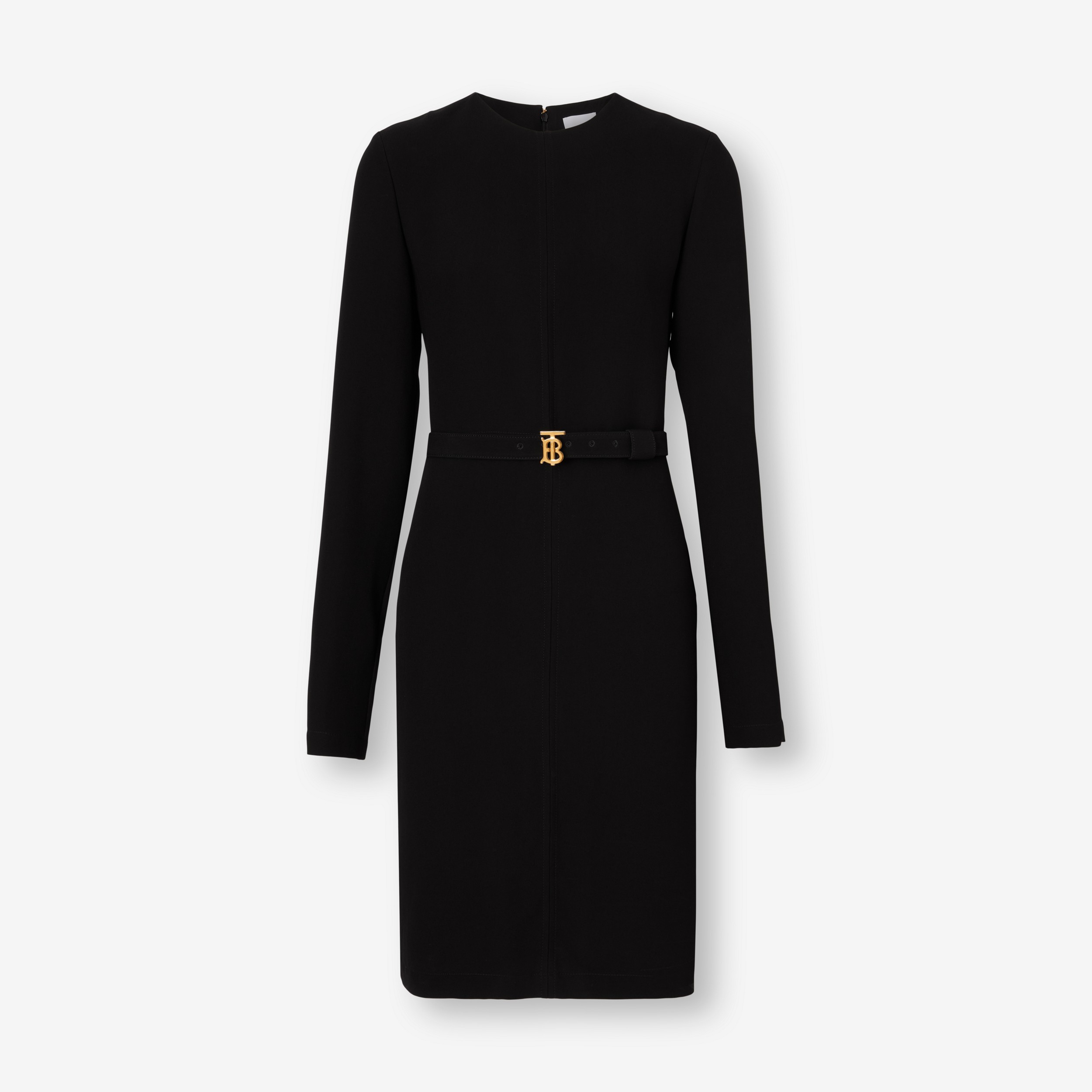 Long-sleeve Monogram Motif Belted Dress in Black - Women | Burberry® Official - 1