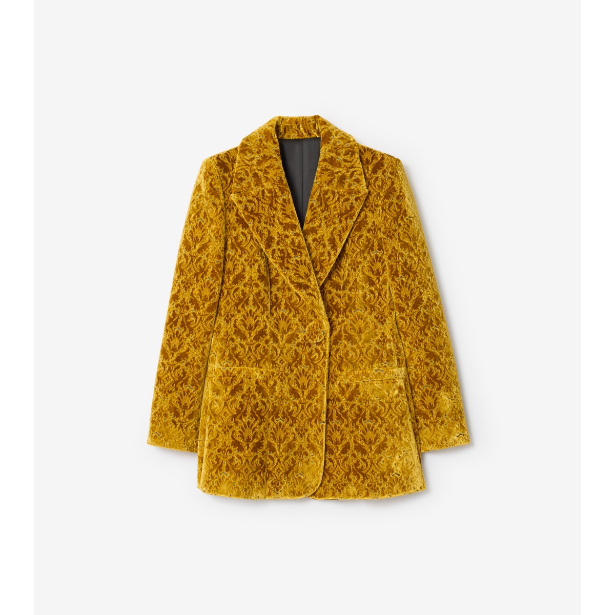 Burberry Velvet Jacquard Blazer In Yellow