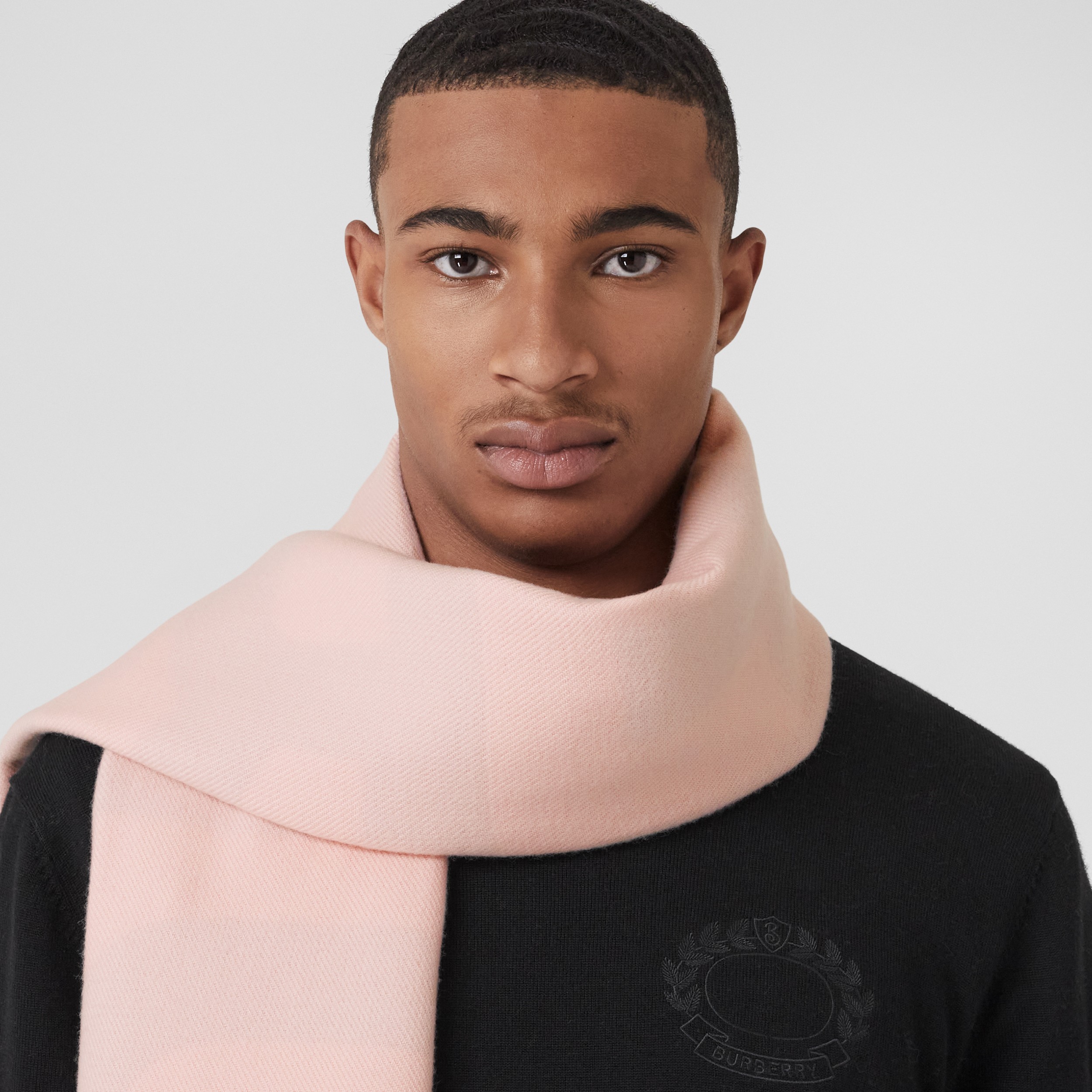 Schal aus Wollmischung mit Lamé-Logo (Grau/rosa) | Burberry® - 3