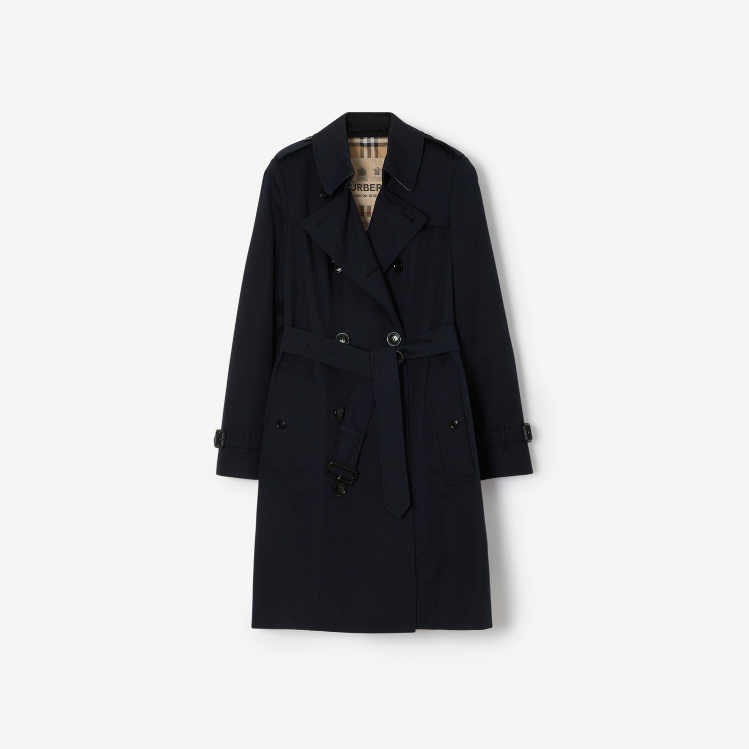 Mid-length Chelsea Heritage Trench Coat in Coal blue - Women, Cotton Gabardine | Burberry® Official