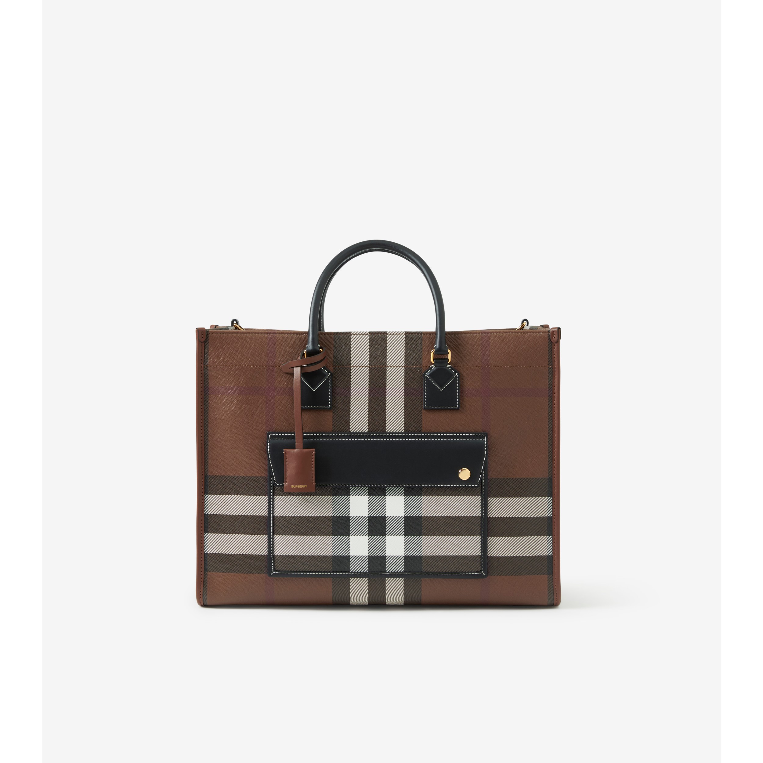 Medium Freya Tote in Dark birch brown Women Burberry Official