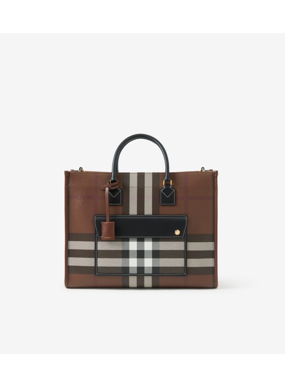 Burberry Check E-Canvas Tote Bag