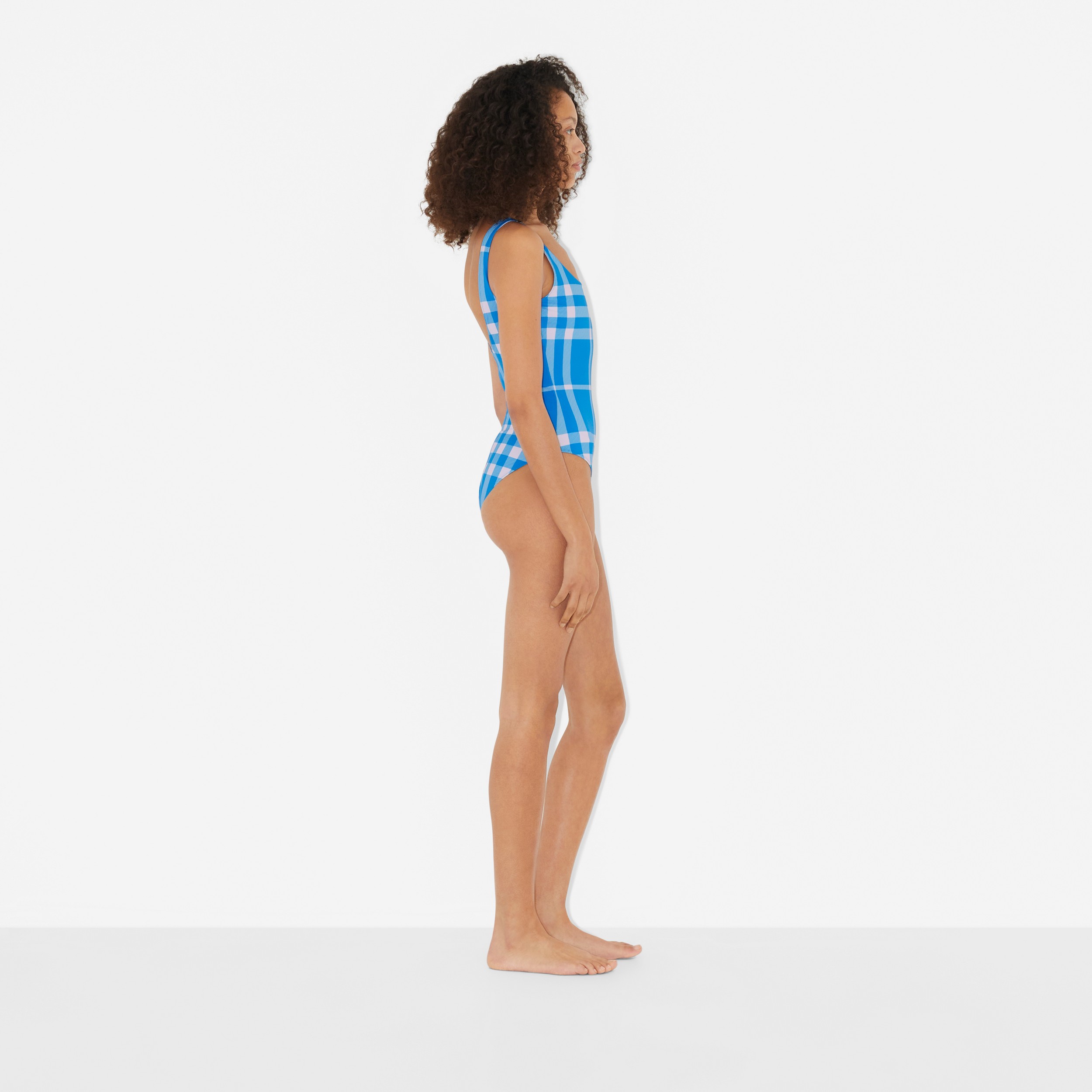 Check Stretch Nylon Swimsuit in Vivid Blue - Women | Burberry® Official - 3