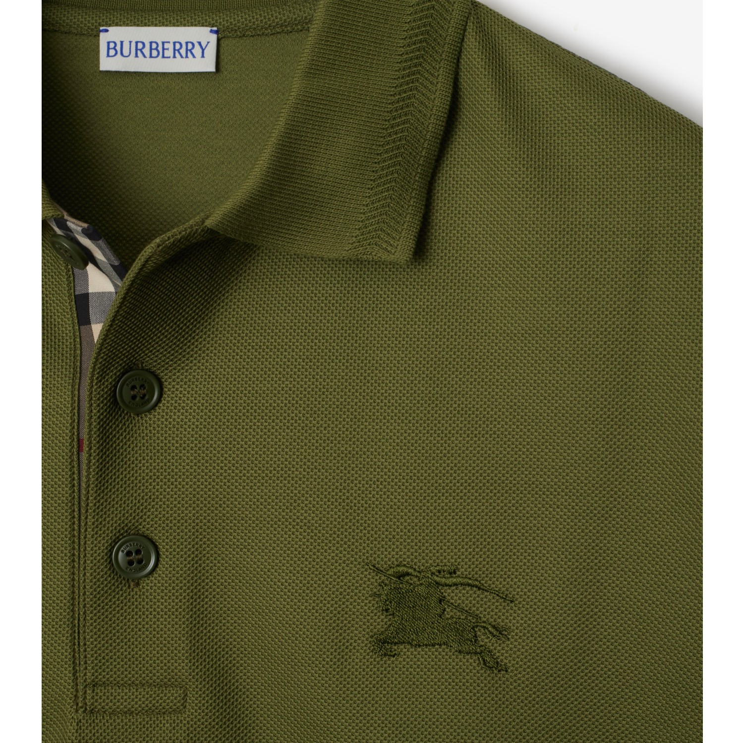 Cotton Polo Shirt in Olive Men Burberry Official