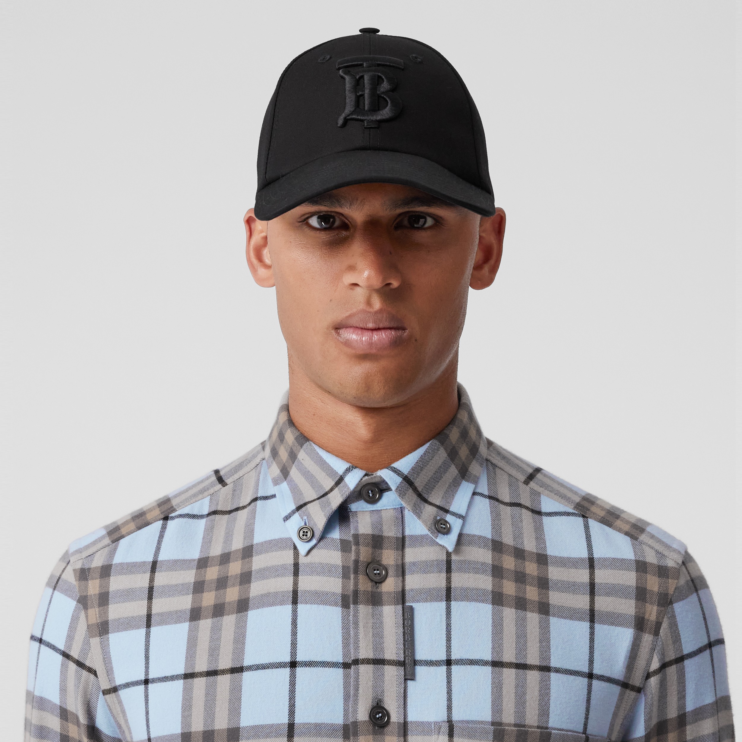 Button-down Collar Check Cotton Flannel Shirt in Pale Blue - Men | Burberry® Official - 2