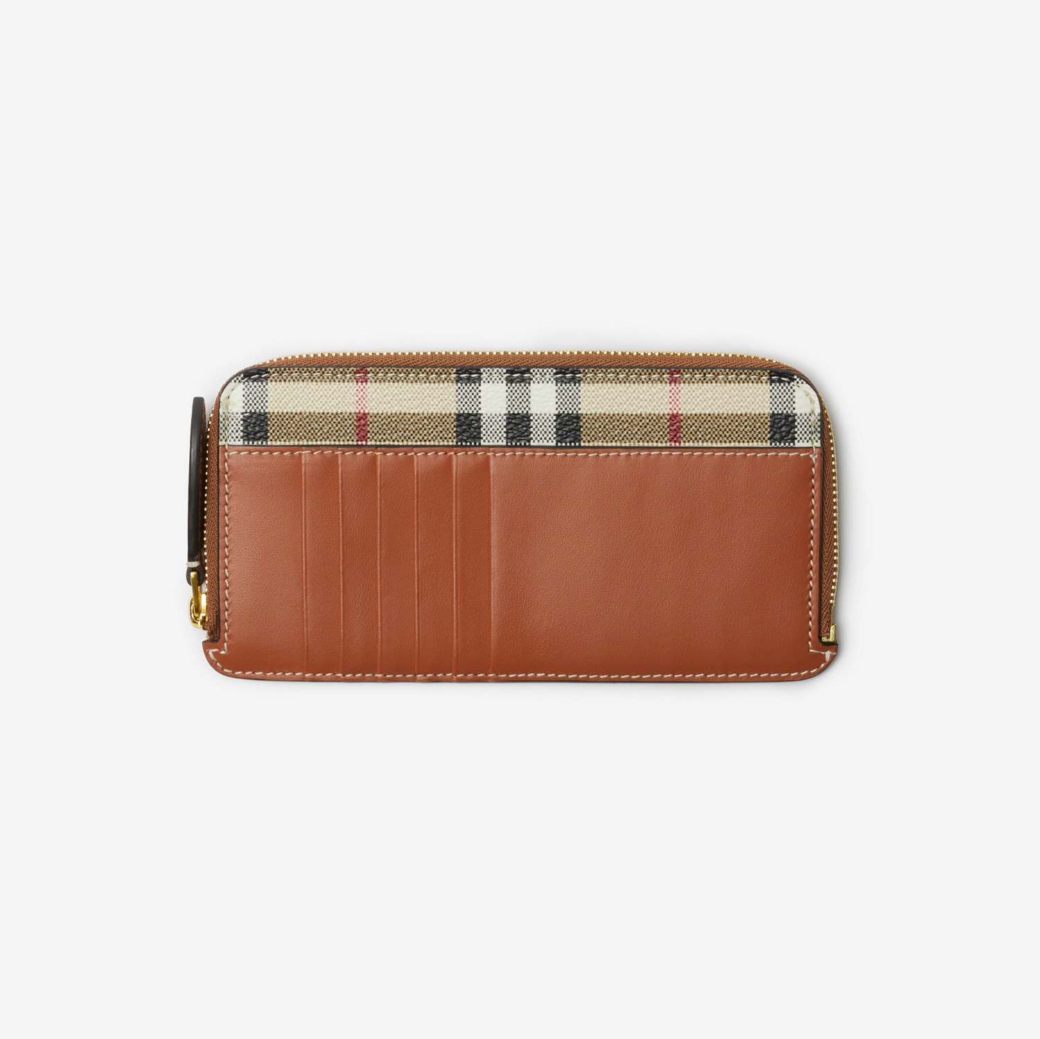 Large Check Zip Card Case