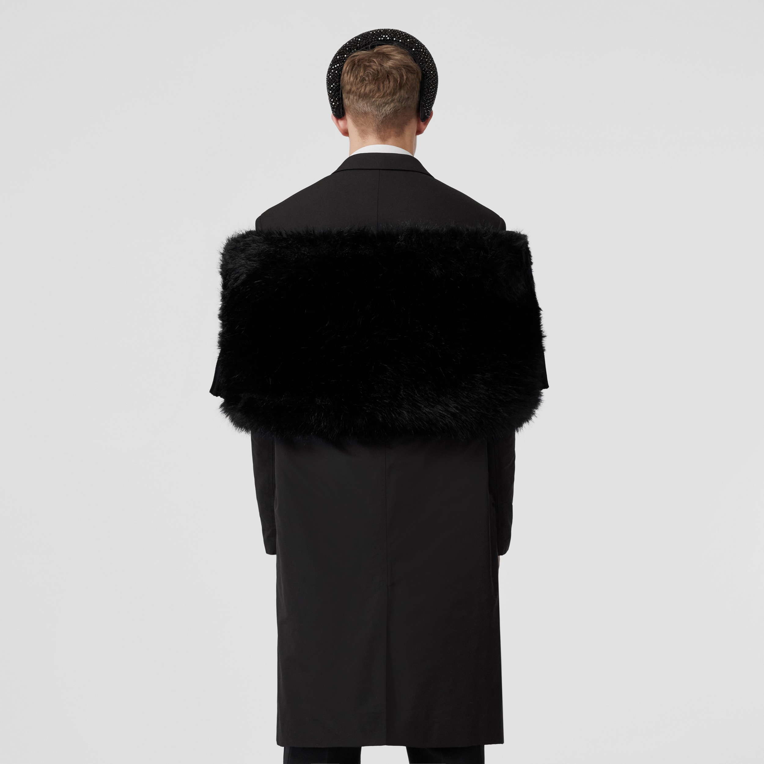 Faux Fur Trim Nylon Car Coat in Black - Men | Burberry® Official - 3