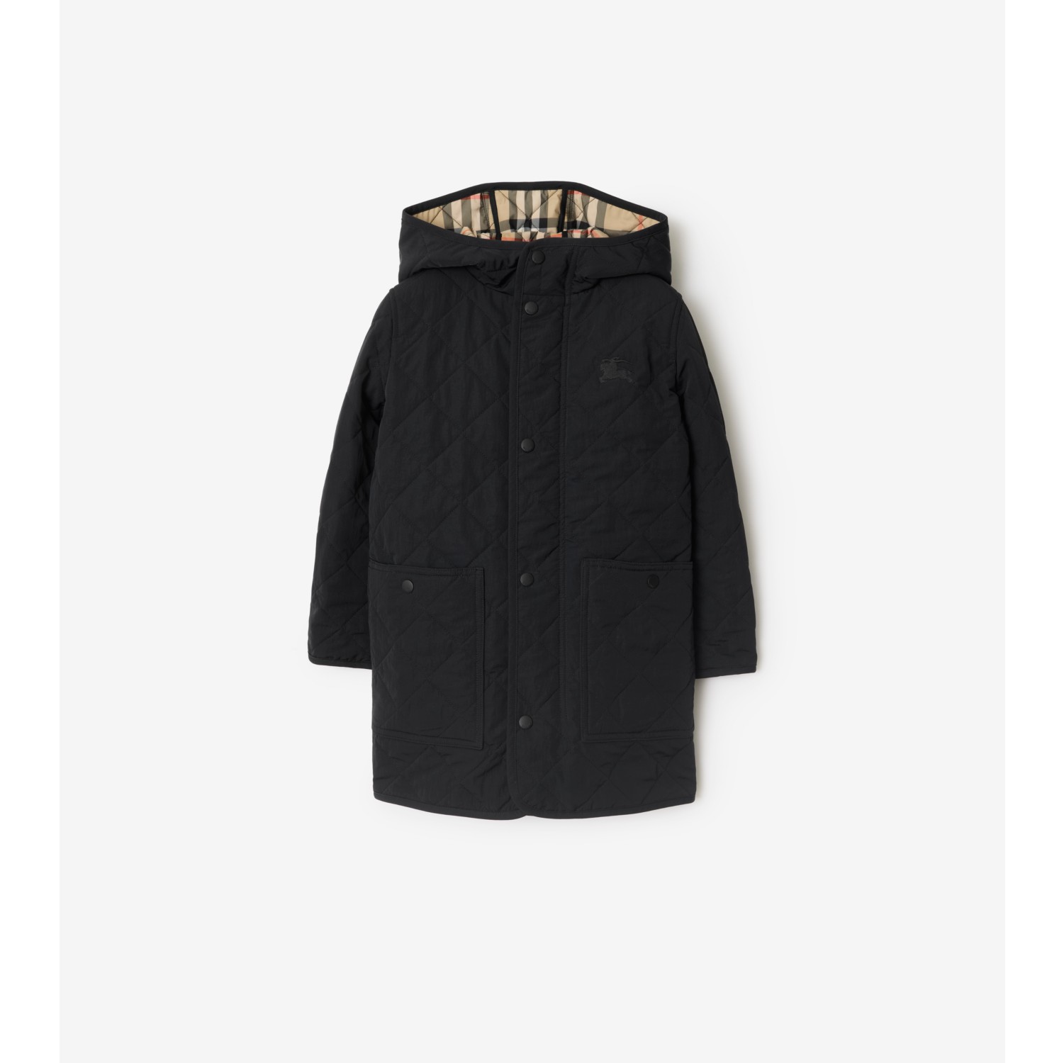 Quilted Nylon Hooded Coat