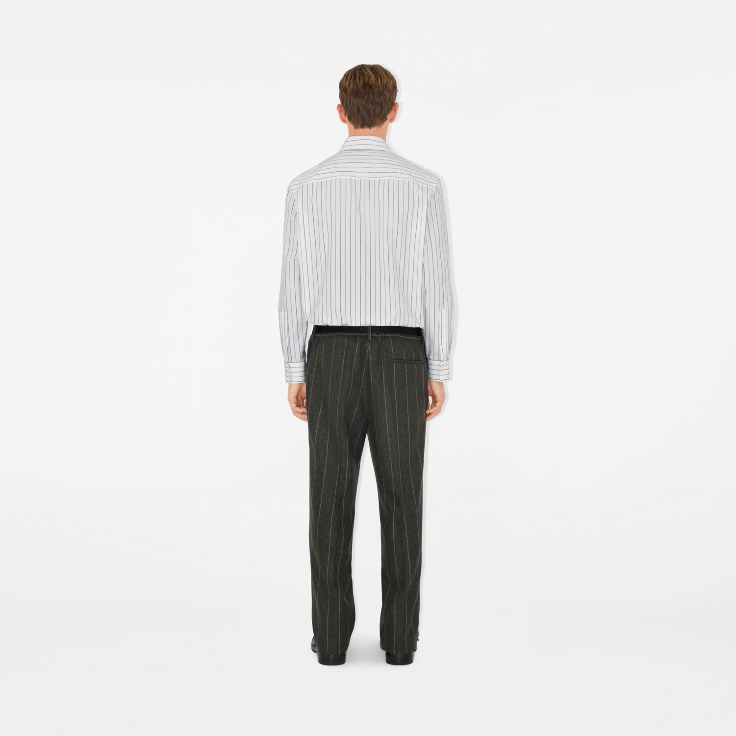 Relaxed Fit Striped Cotton Shirt in String/coal - Men Relaxed Fit Striped Cotton Shirt in String/coal - Men